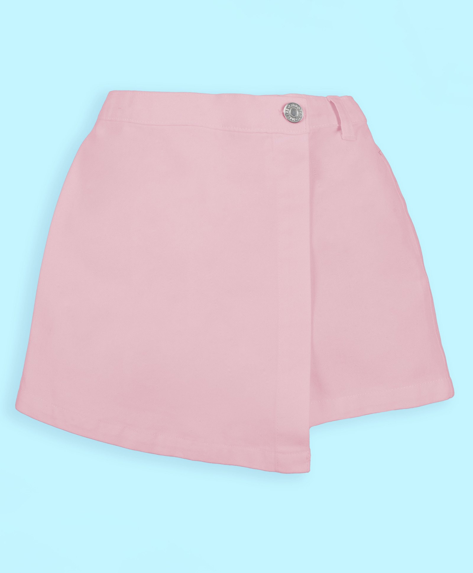 Kiddopanti Cotton Woven Solid Overlapped Skort - Pink-picture-37
