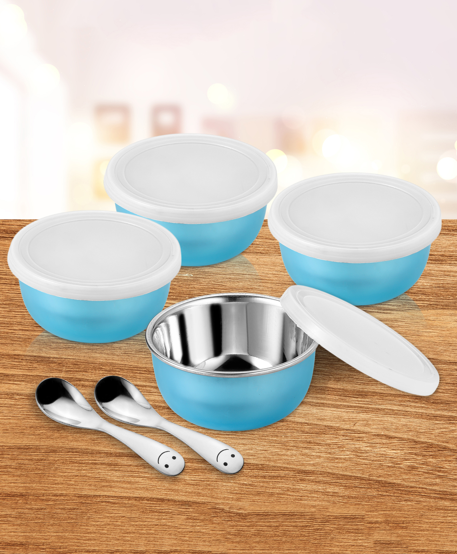 Sanjeev Kapoor Stainless Steel Premium Microwave Bowl Set 4 Pcs Bowl + 2 Spoons | Food-Grade, Heat-Resistant-picture-25