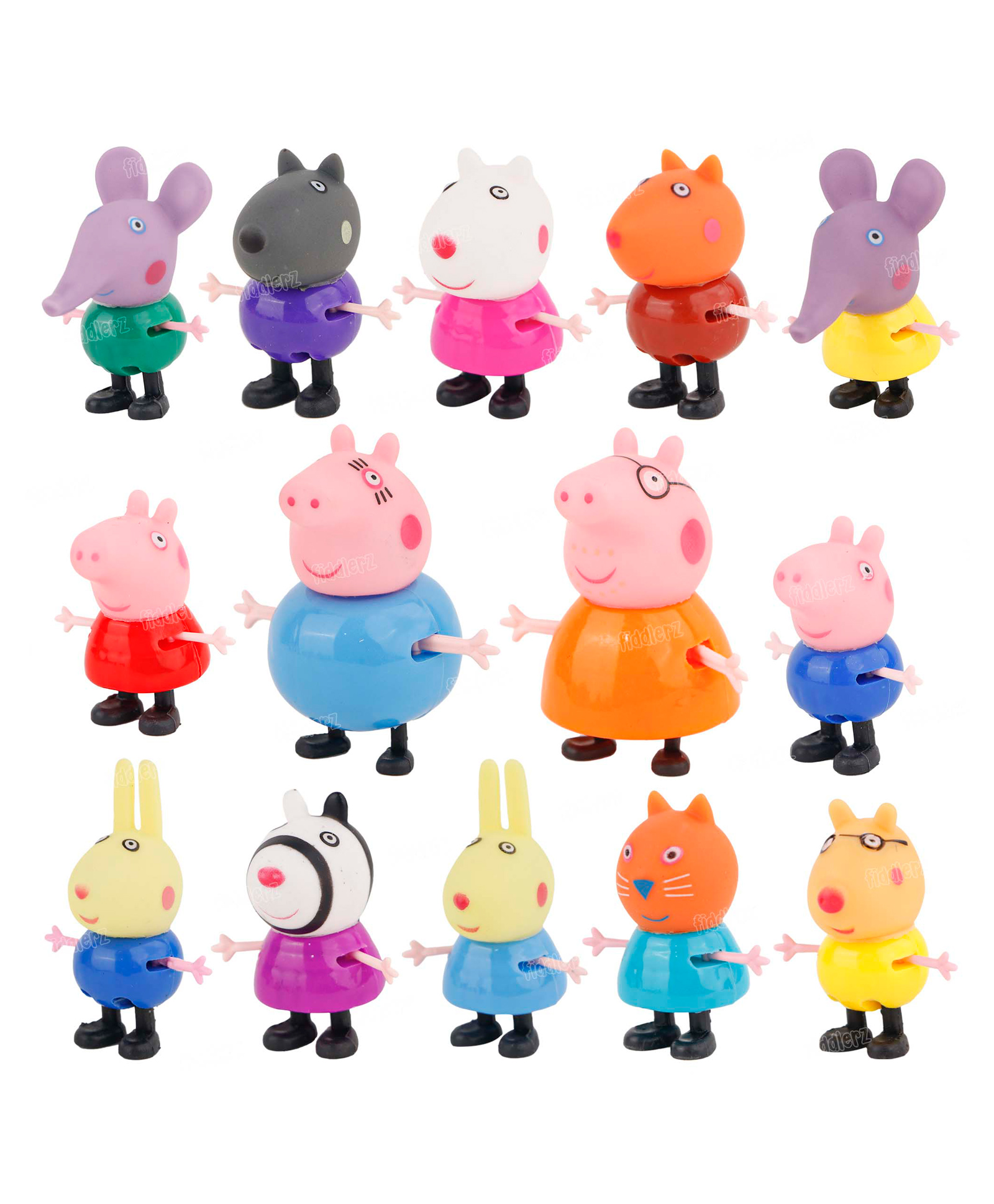 Fiddlerz Peppa Pig Family Character Set for Kids with 14 Mini Action Figures Colorful Design Movable Arms and Legs Role Play Educational Toy Gift Pack for Boys and Girls 3+-image-8