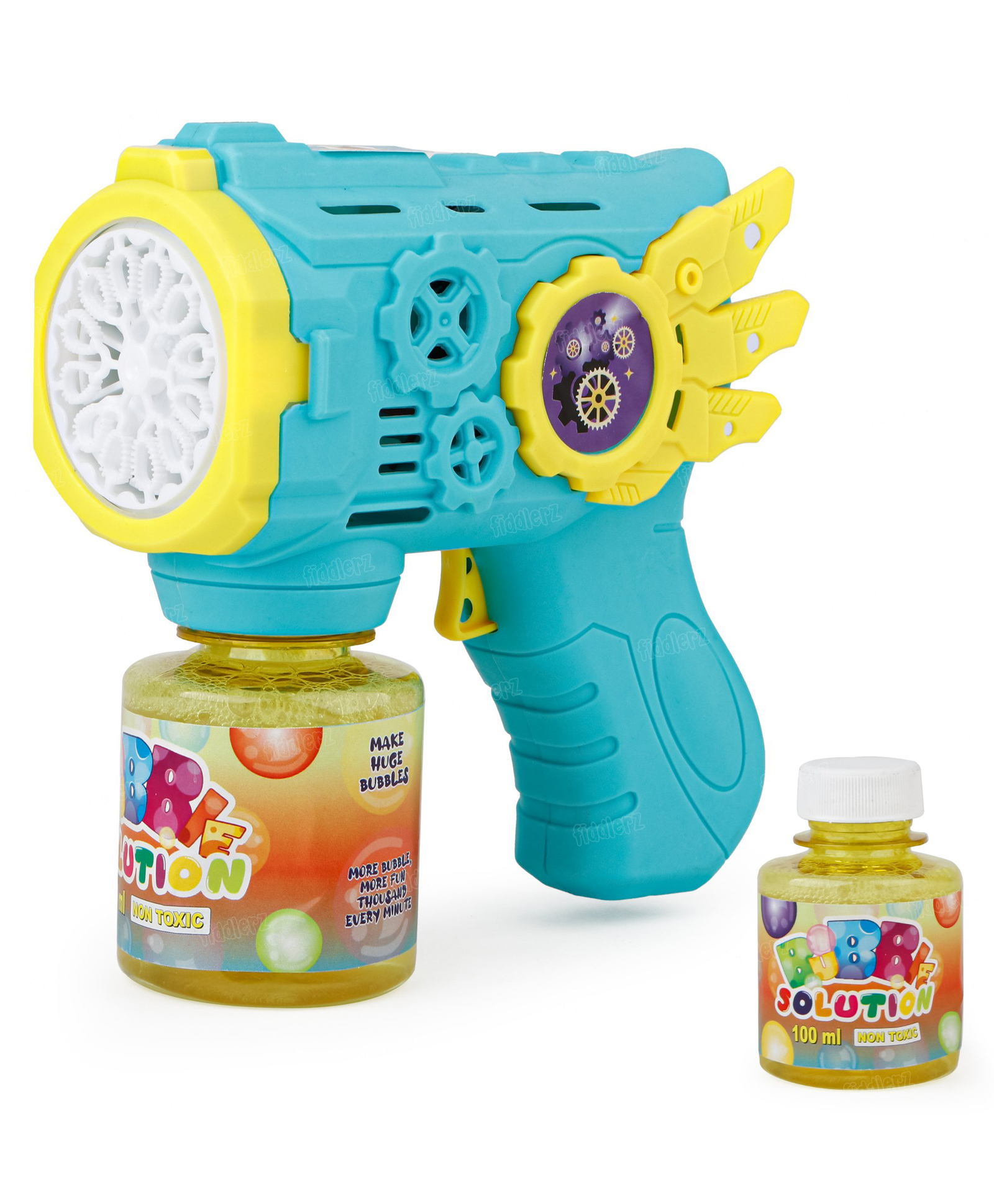 Fiddlerz 12-Hole Electric Bubble Gun with Bubble Solution Bottle Battery Operated Blower Machine for Outdoor Summer Fun for Kids Boys and Girls 3+ Years (Green)-image-30