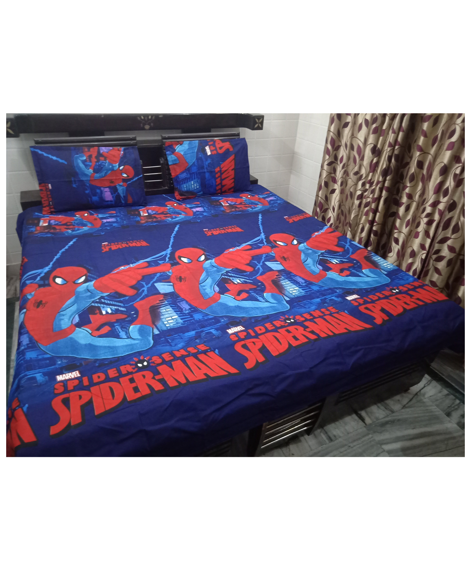 BHAIJI BEDSHEETS Spider Man In ActionGlace Cotton BedSheet Double Bed With 2 Pillow Covers Kids Cartoon Prints-image-31