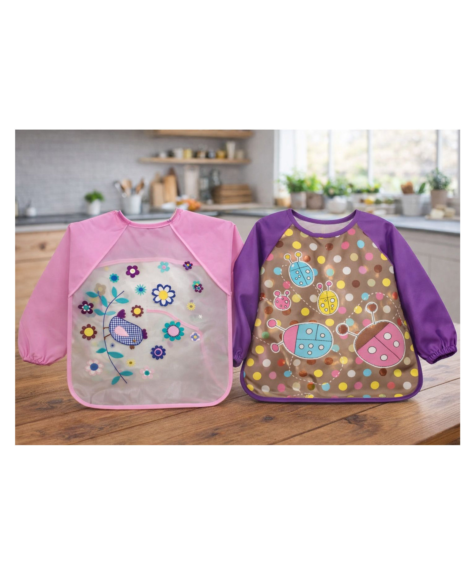 Badal Kidz Long Sleeve Bibs, Waterproof Baby Bibs, Toddler Sleeved Bib, Baby Smock for Eating Feeding, 0-24 Months -Purple & Pink-image-20