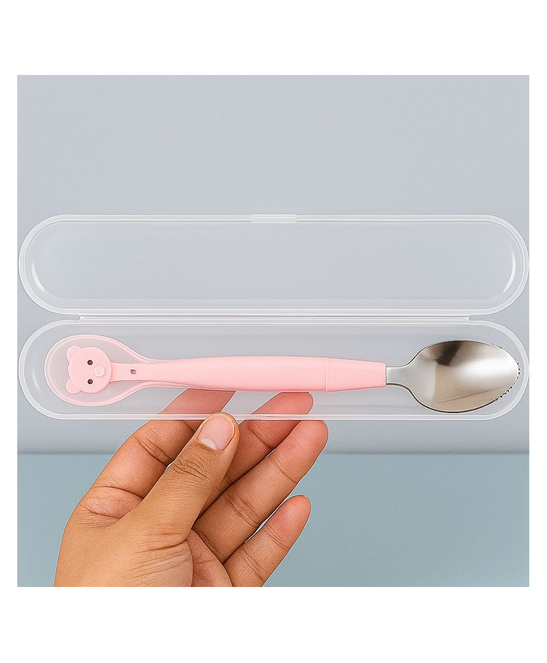 Badal Kidz 2 In 1 Spoon Fruit Scrapping One Side and Other Soft Silicone Spoon- Pink-picture-24