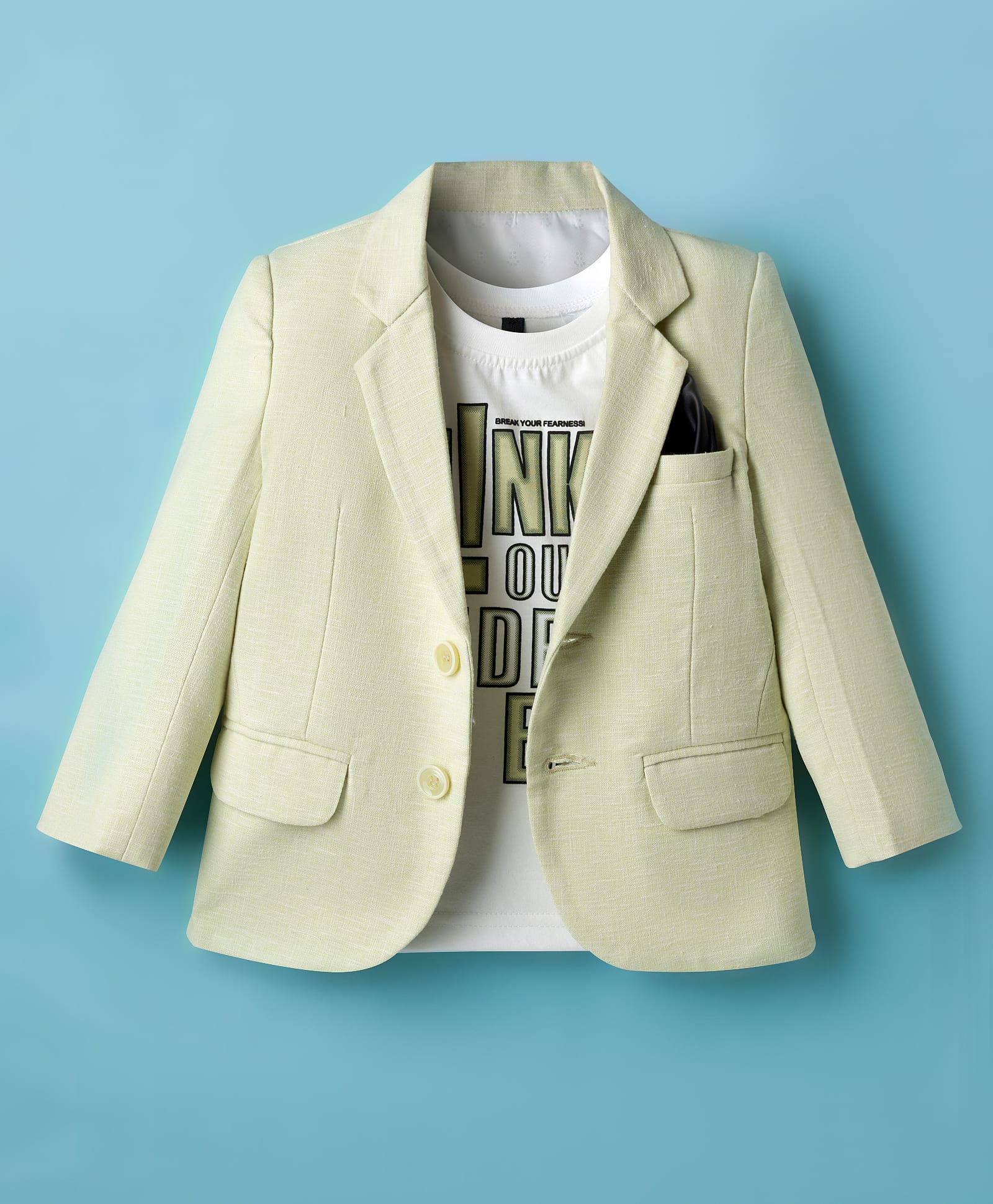 Robo Fry Cotton Knit Full Sleeves Solid Blazer With Printed Inner Tee - Light Green-picture-19
