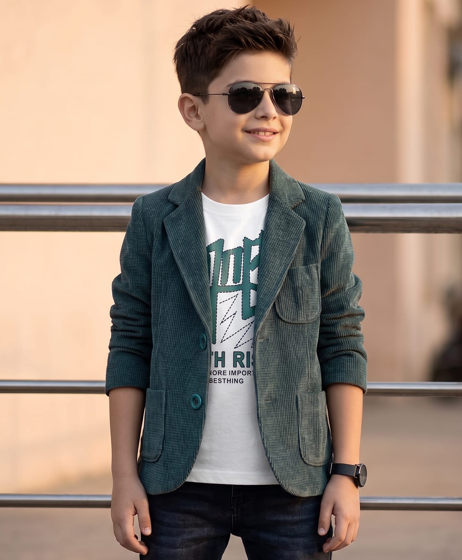 Robo Fry Cotton Woven Full Sleeves Solid Blazer With Printed Inner Tee - Olive Green-picture-16