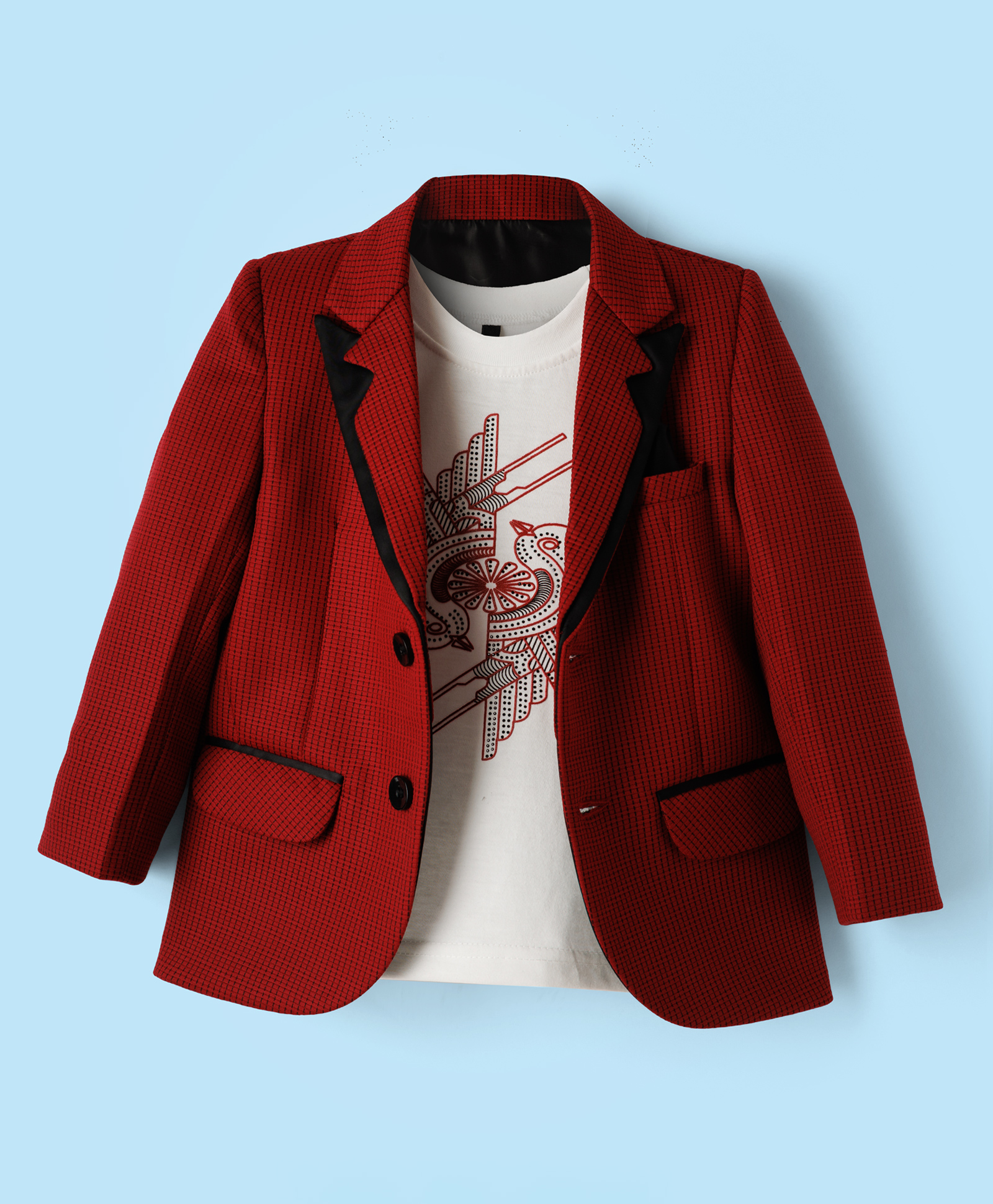 Robo Fry Cotton Woven Full Sleeves Solid Colour Blazer with T-Shirt -Maroon-picture-49