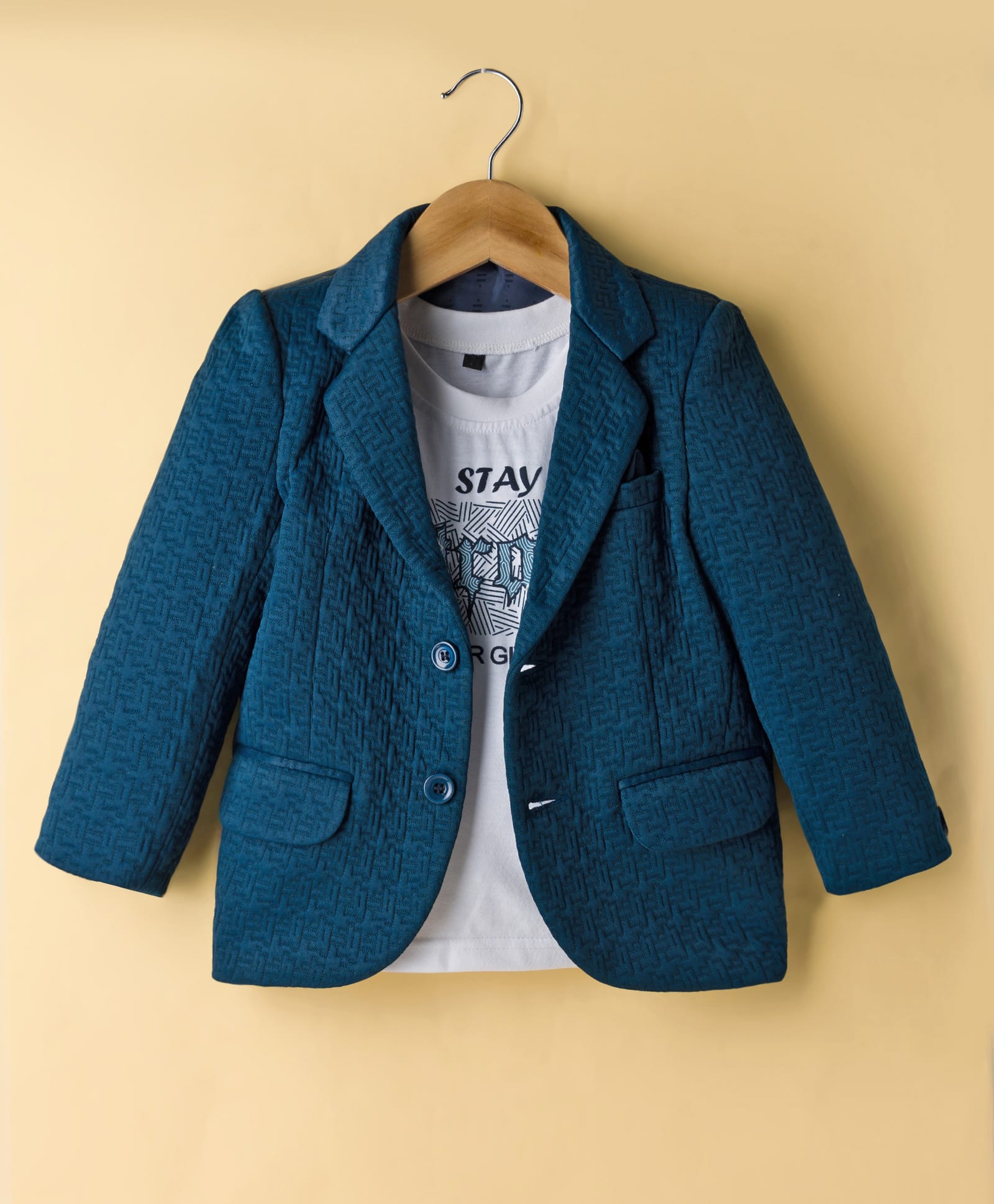Robo Fry Cotton Woven Full Sleeves Solid Blazer With Printed Inner Tee - Teal Blue-picture-25