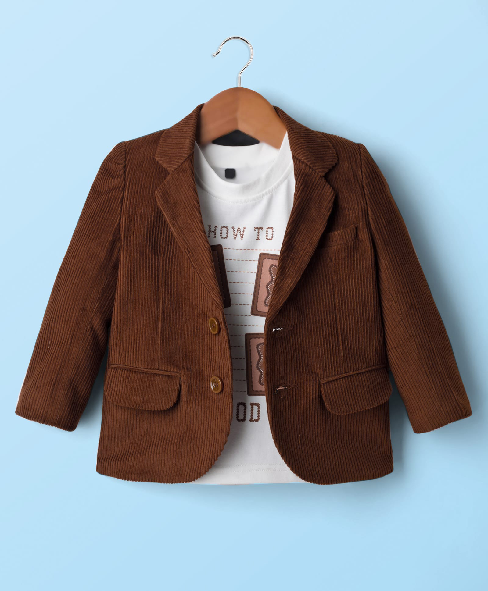 Robo Fry Cotton Woven Full Sleeves Solid Blazer With Printed Inner Tee - Brown-picture-10