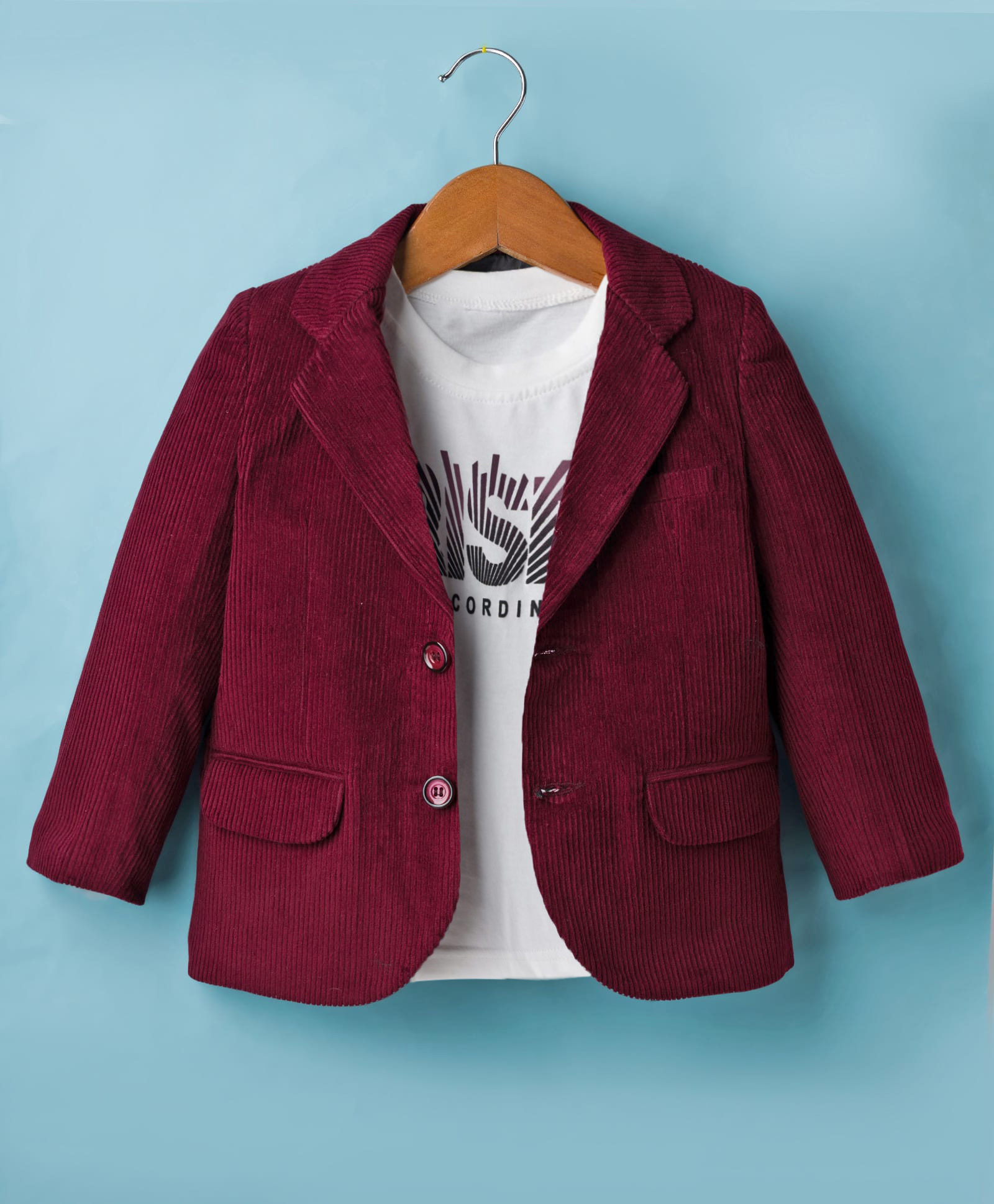Robo Fry Cotton Woven Full Sleeves Solid Blazer With Printed Inner Tee - Wine-picture-12