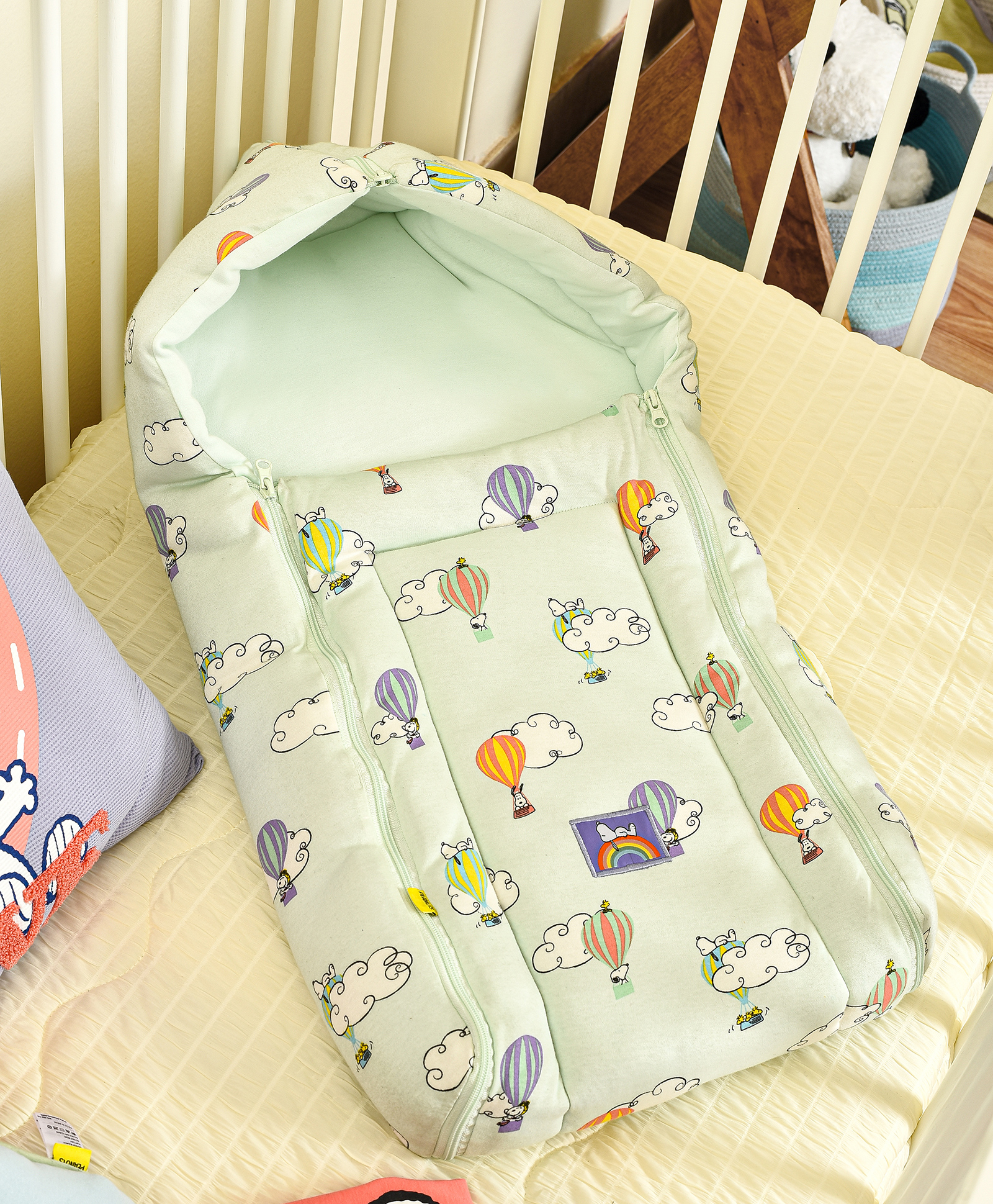 Mi Arcus Peanuts Snoopy Printed Baby Nest L 80 x B 38 cm - Light Green-image-12