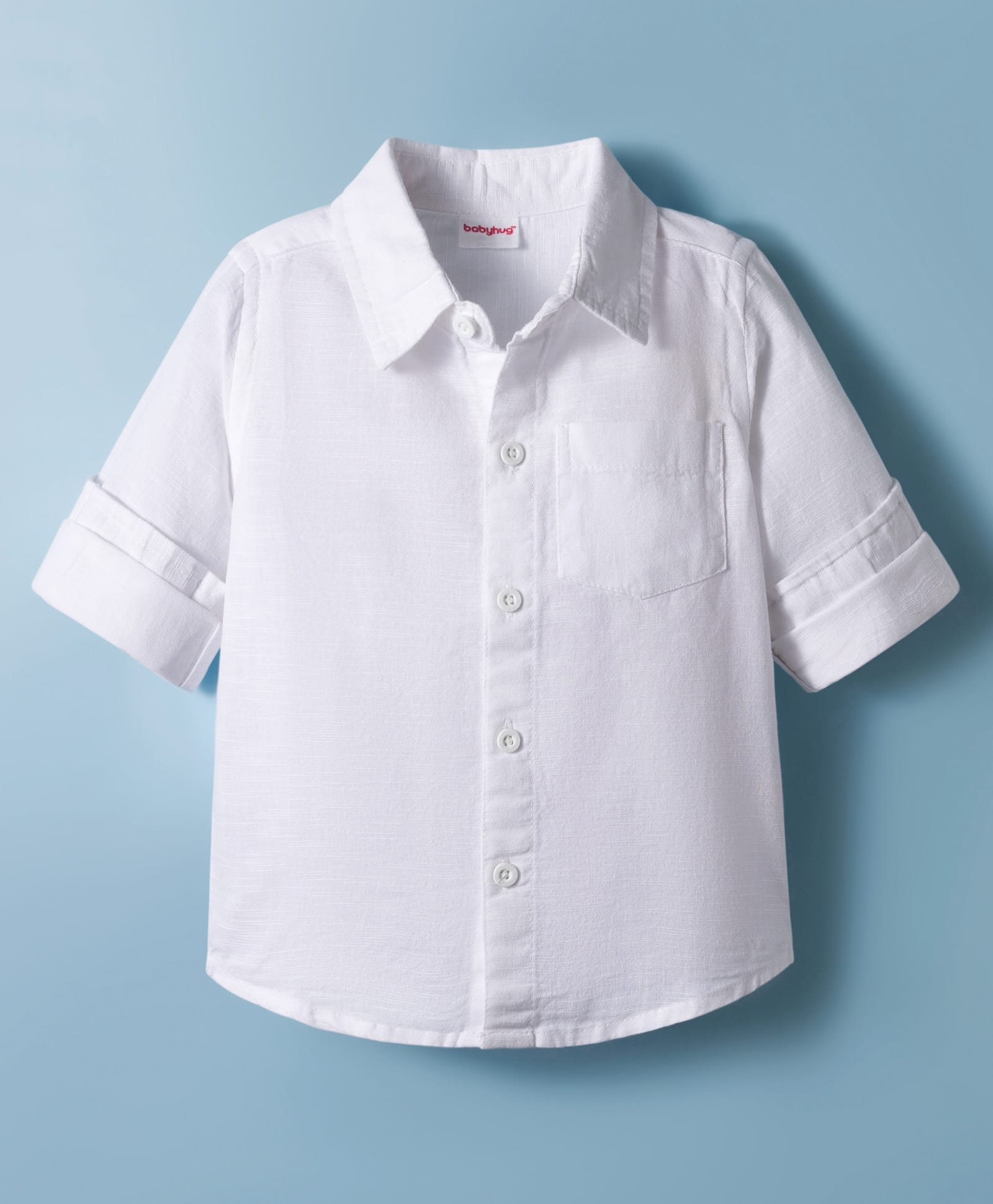 Babyhug Cotton Woven Full Sleeve Solid Color Shirt - White-picture-17