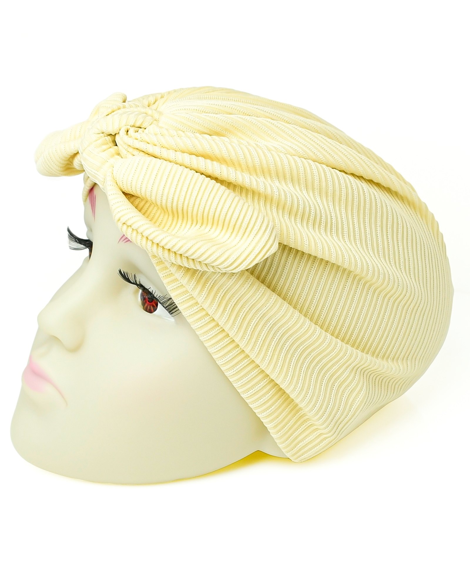 The little lookers Cotton Knot Bow Detailed Turban Cap - Cream-picture-21