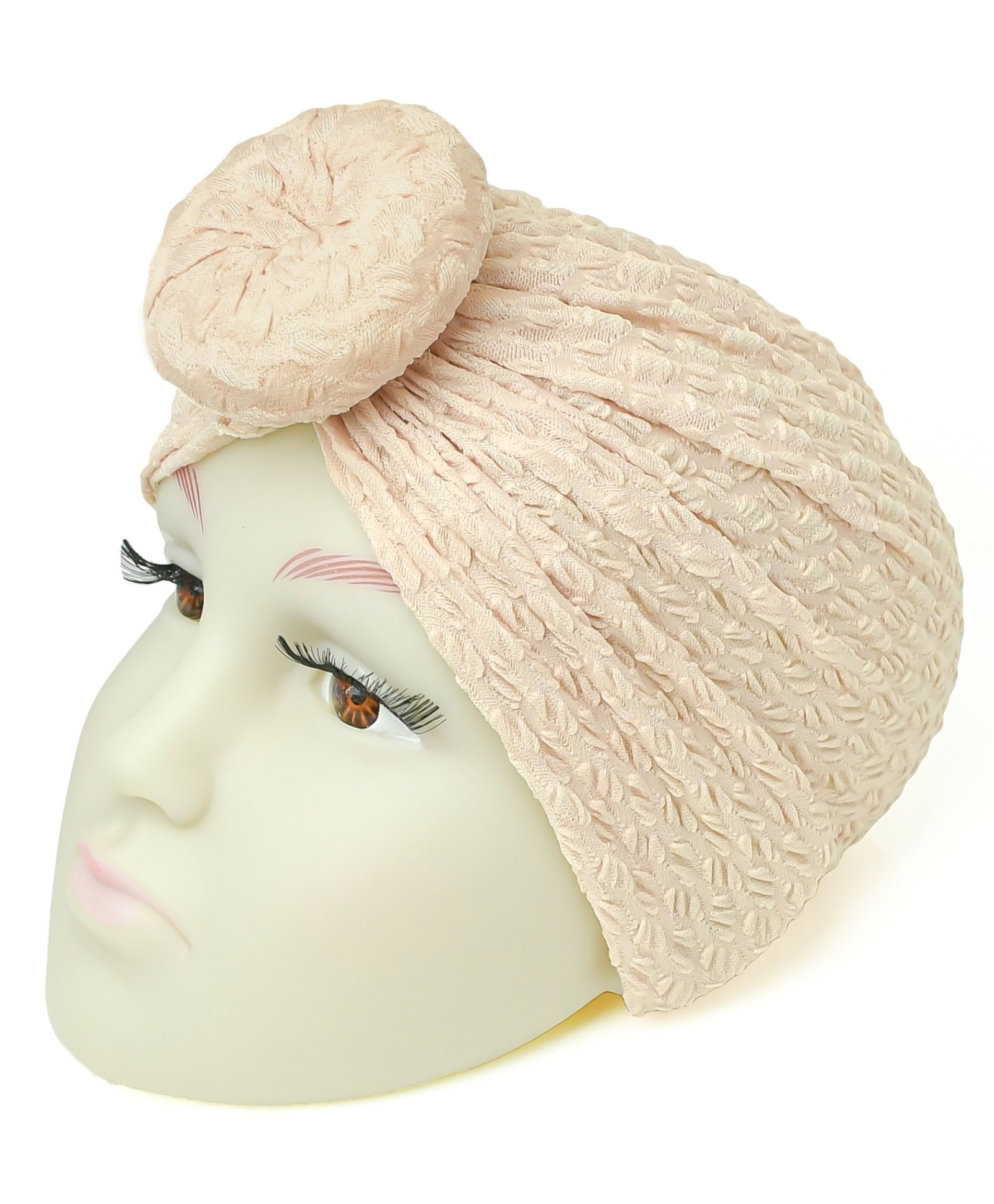 The little lookers Cotton Knot Detailed Self Design Turban Cap - Paech-image-43