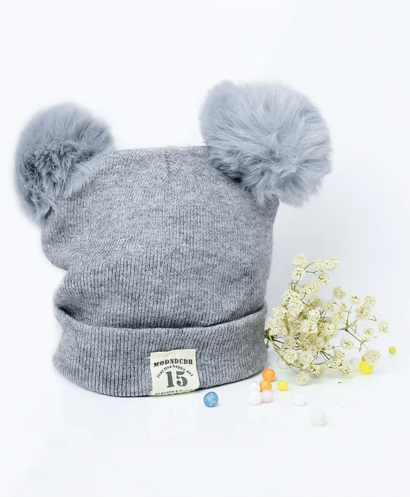 The little lookers Knit Pom Pom Detailed Cap - Grey-picture-13