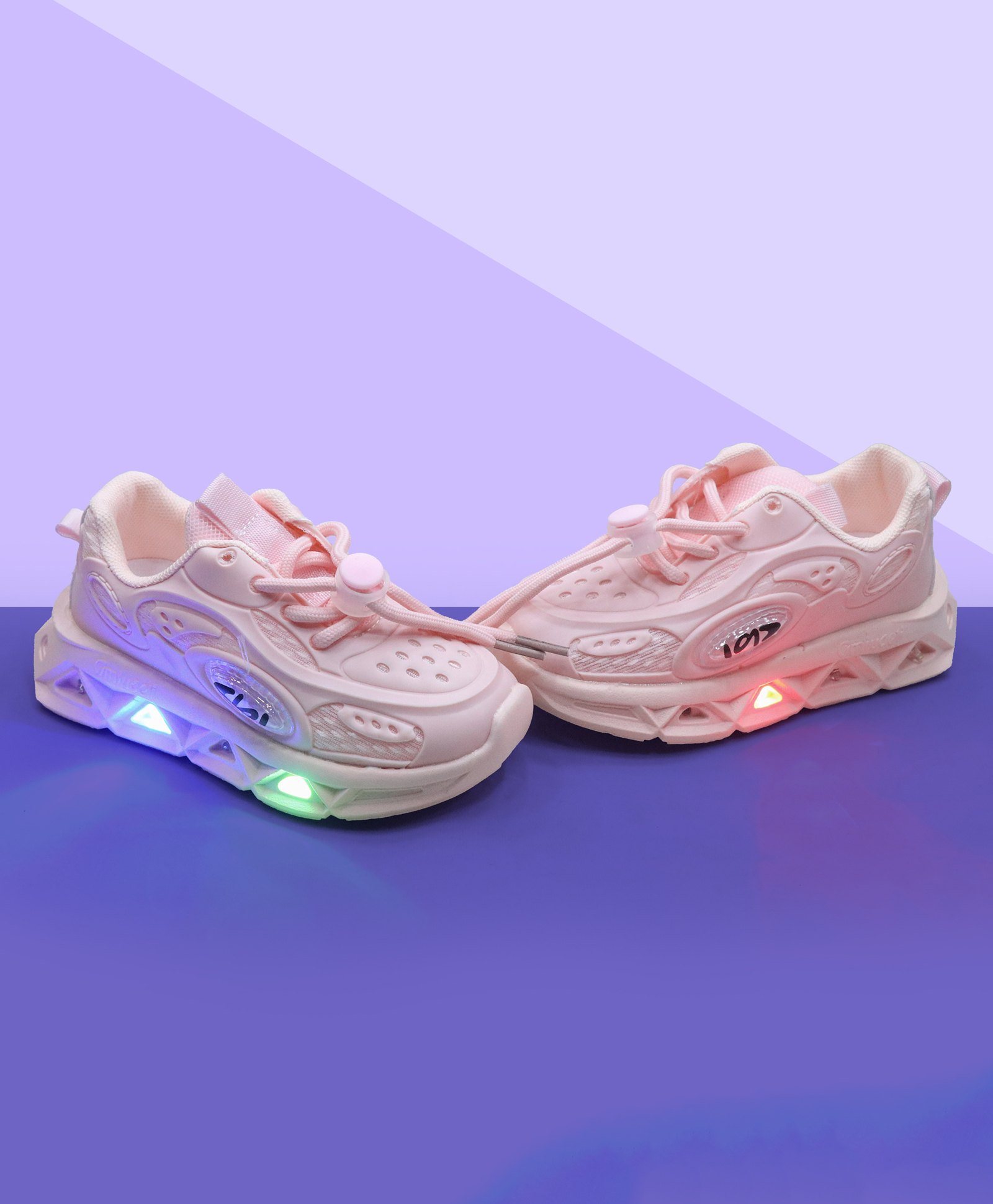 FEETWELL SHOES Abstract Designed LED Lace Up Shoes - Pink-picture-27