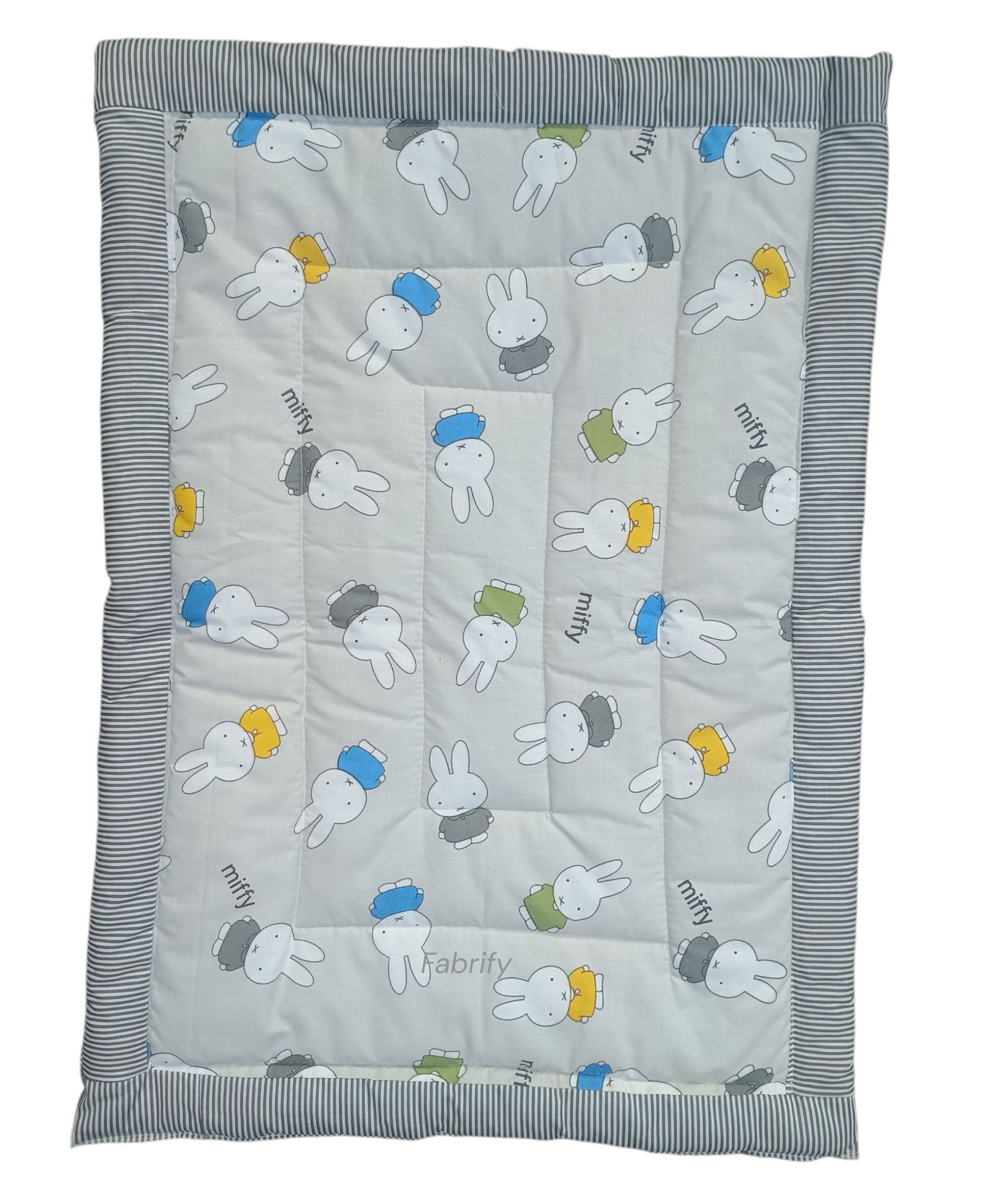 Fabrify 100% Cotton Newborn Baby Godadi, Baby Bed, Mattress, Rilka, Bedsheet Combo Set Soft Cotton godi, Godari, Baby Bed, Crib Sheet Rabbit Print- Blue