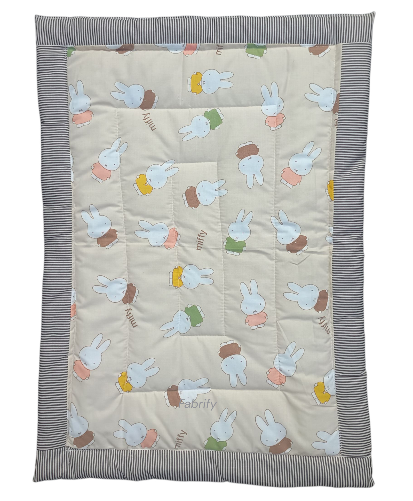 Fabrify 100% Cotton Newborn Baby Godadi, Baby Bed, Mattress, Rilka, Bedsheet Combo Set Soft Cotton godi, Godari, Baby Bed, Crib Sheet Rabbit Print - Orange