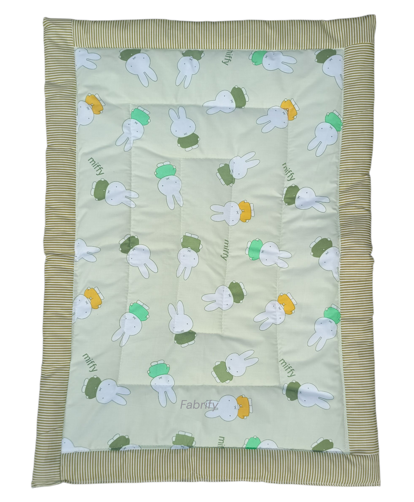 Fabrify 100% Cotton Newborn Baby Godadi, Baby Bed, Mattress, Rilka, Bedsheet Combo Set Soft Cotton godi, Godari, Baby Bed, Crib Sheet Rabbit Print - Green