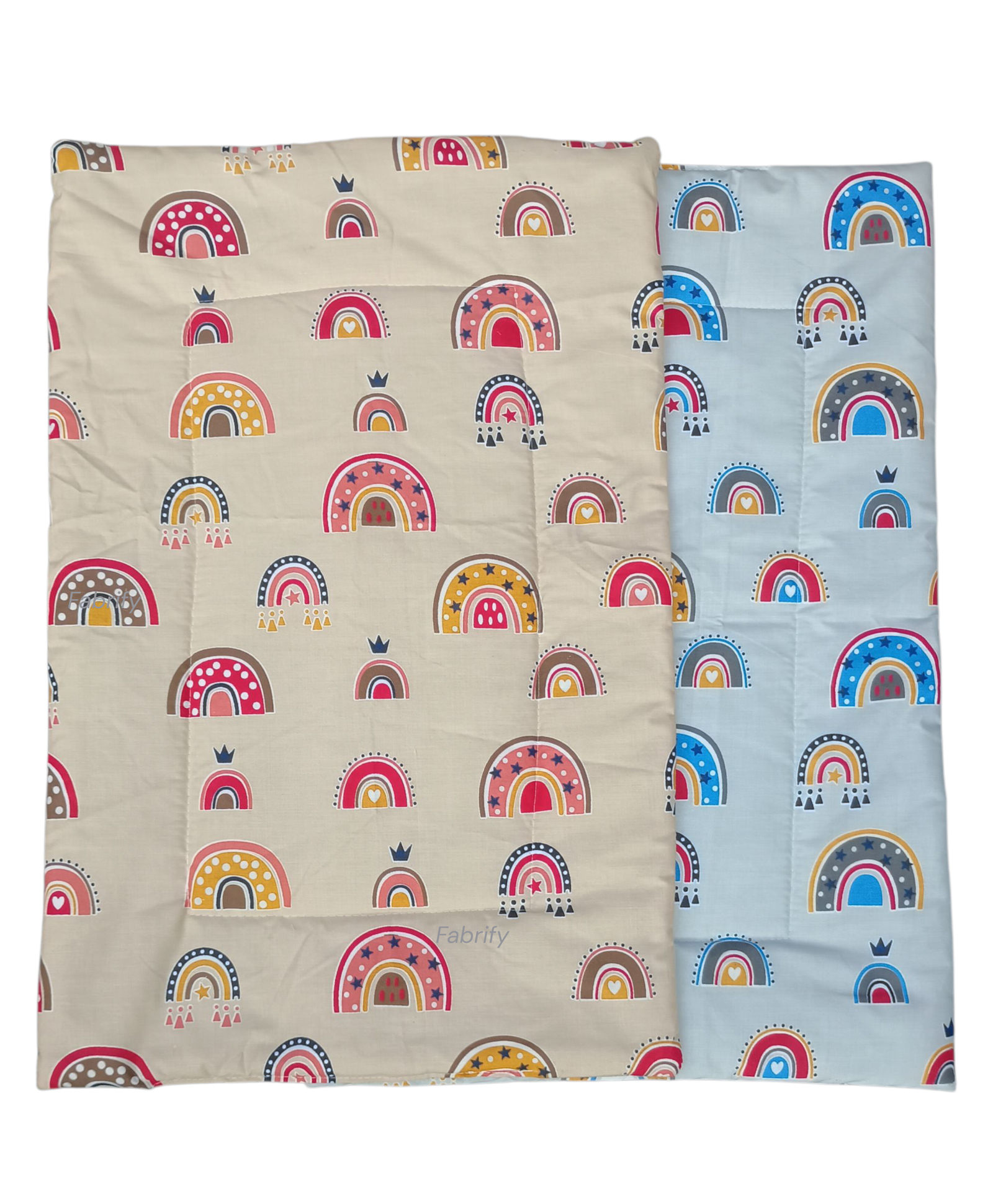 Fabrify Premium Organic Ultra Soft 100% cotton Thin Mattress Godari Godali Crib Sheet Bedding Set Godadi Baby Mattress rainbow Design (pack of 2 )