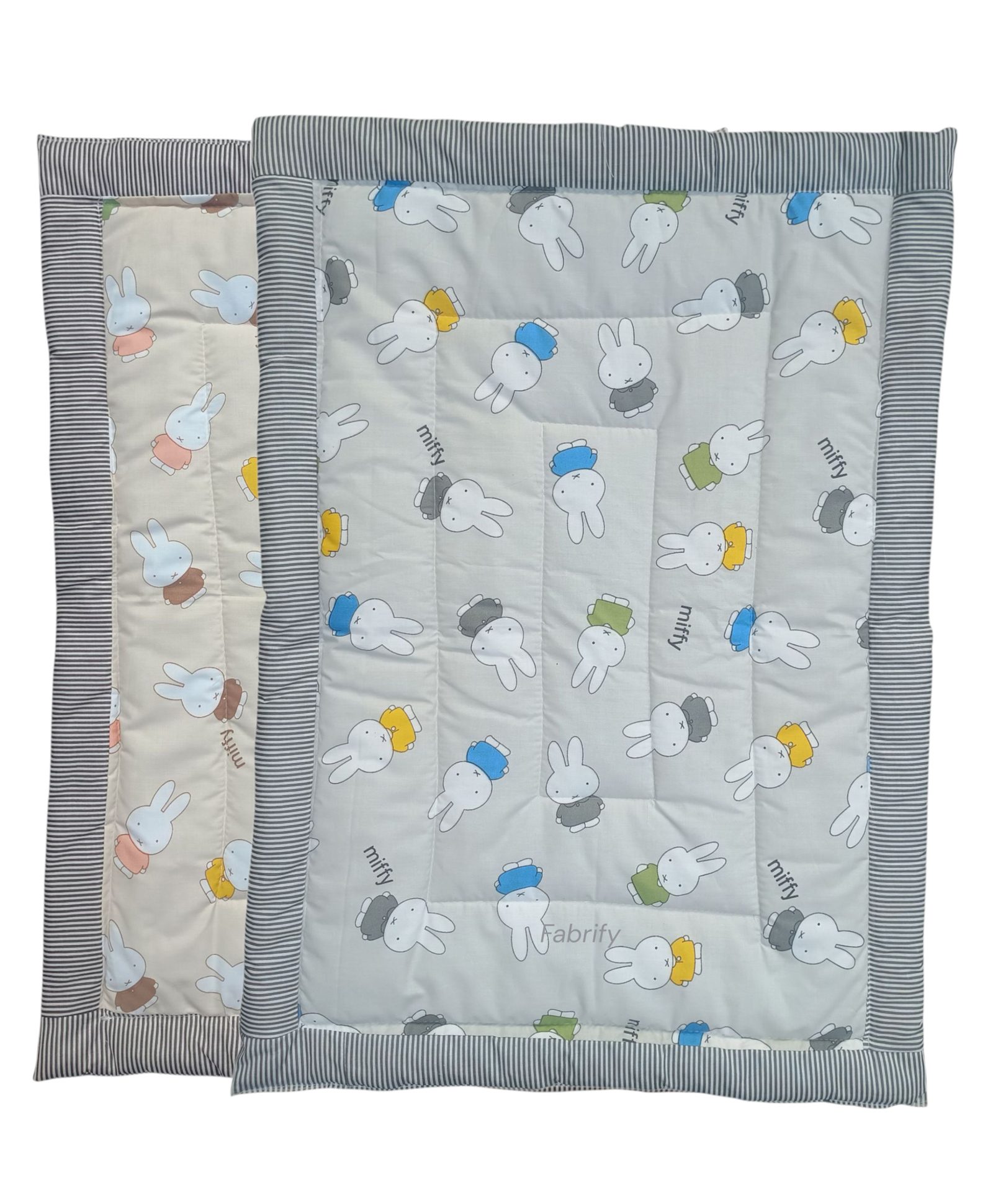 Fabrify Pure Cotton Baby Mats, Mattress, Godadi, Bistar Pack of 2 Rebbit Print - Blue & Orange-image-31