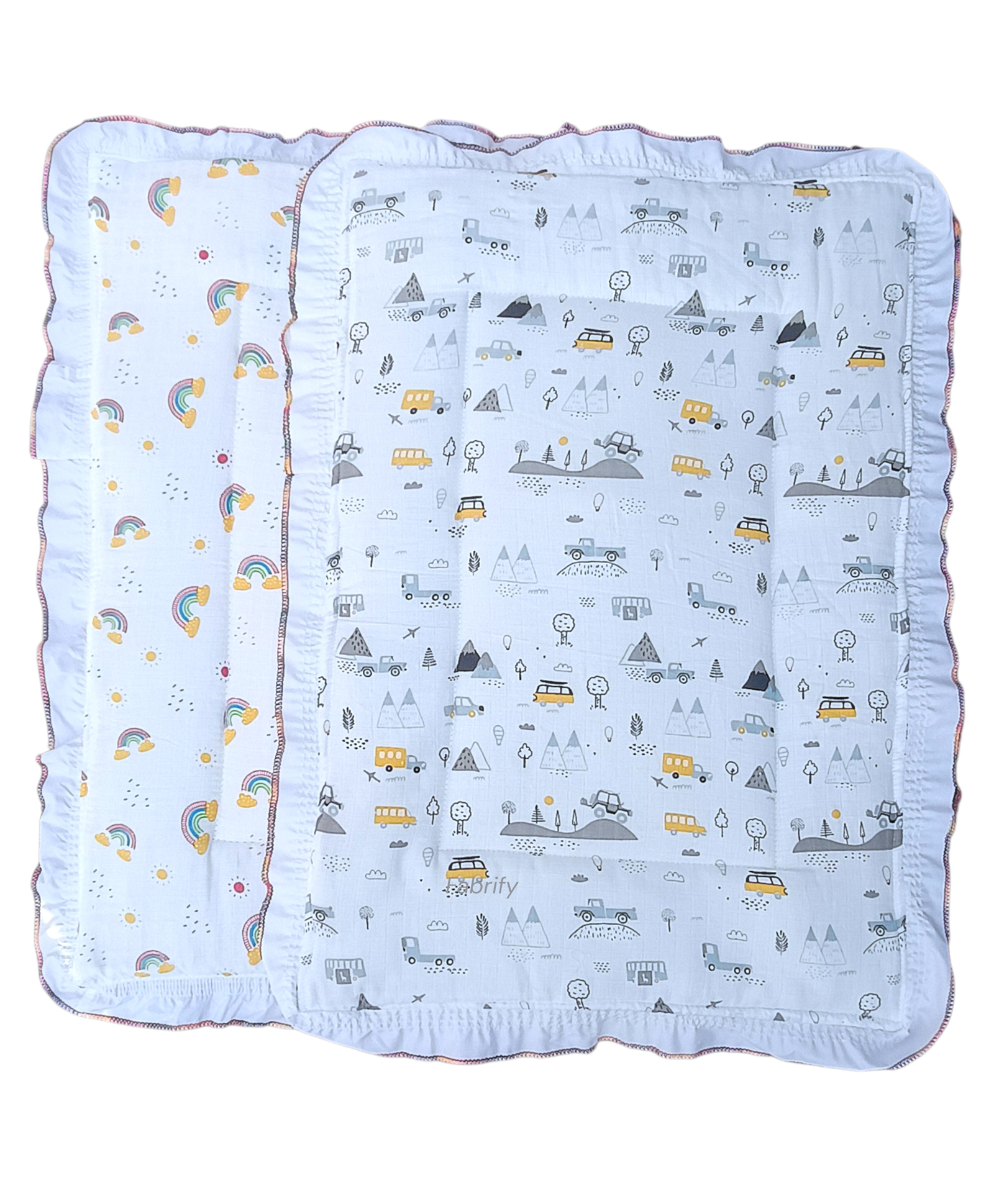 Fabrify 100% soft Muslin cotton New Born Baby Lacy Cotton Bed Frill Mattress Godari Godali Crib Sheet Bedding Set Godadi Baby Mattress ( Pack of 2)