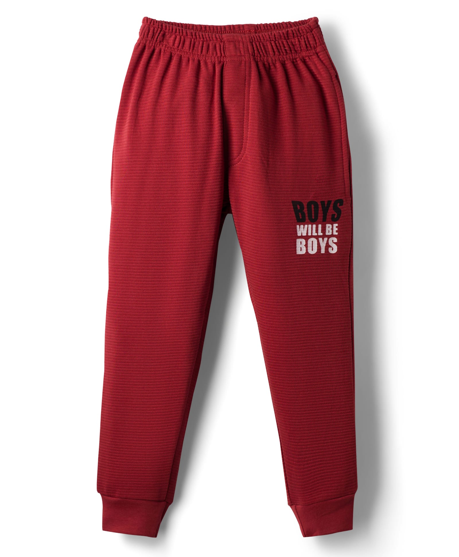 Evimo Interlock Knit Full Length Lounge Pant With Text Print - Red-picture-12