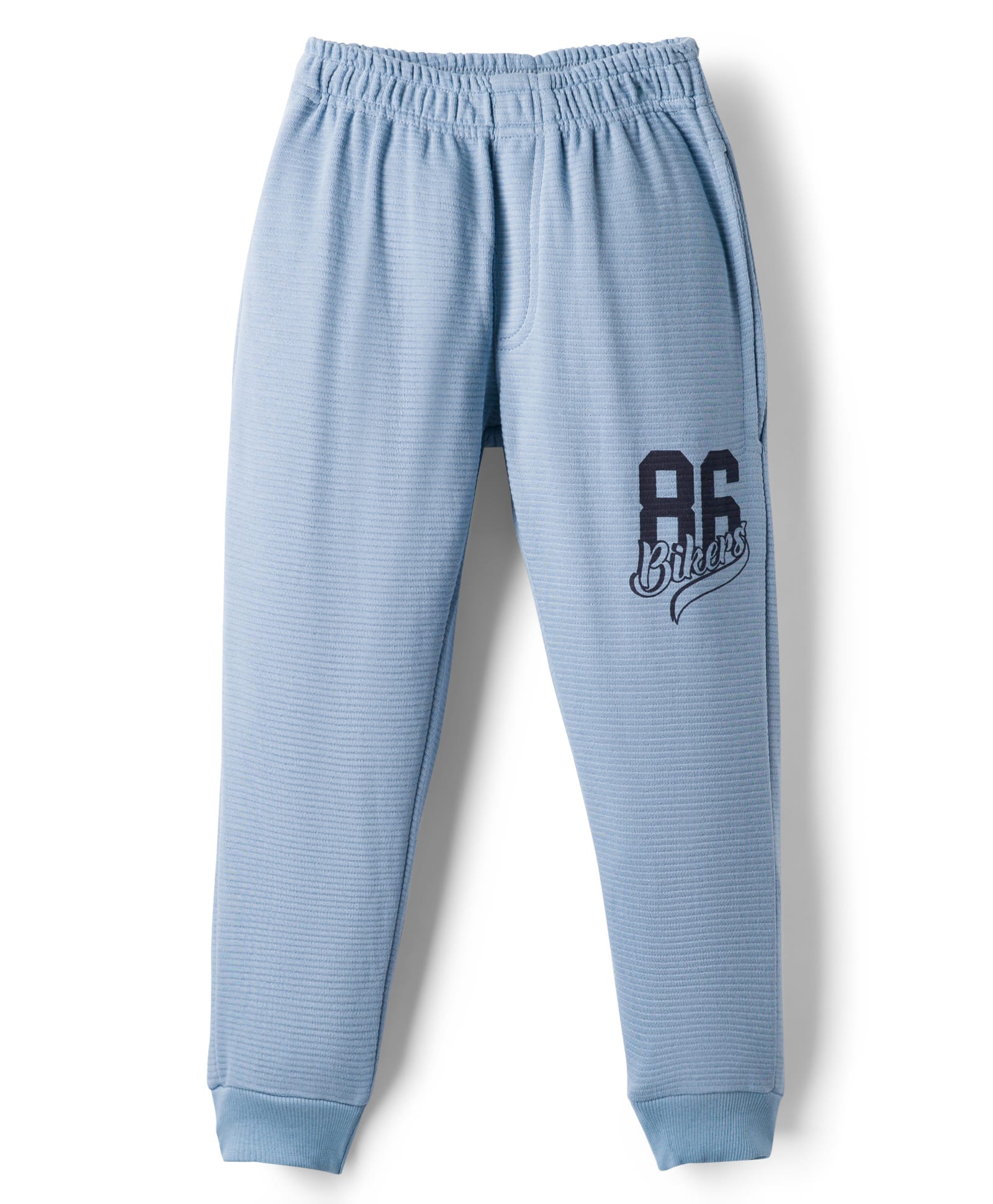 Evimo Interlock Knit Full Length Lounge Pant With Text Print - Light Blue-picture-15