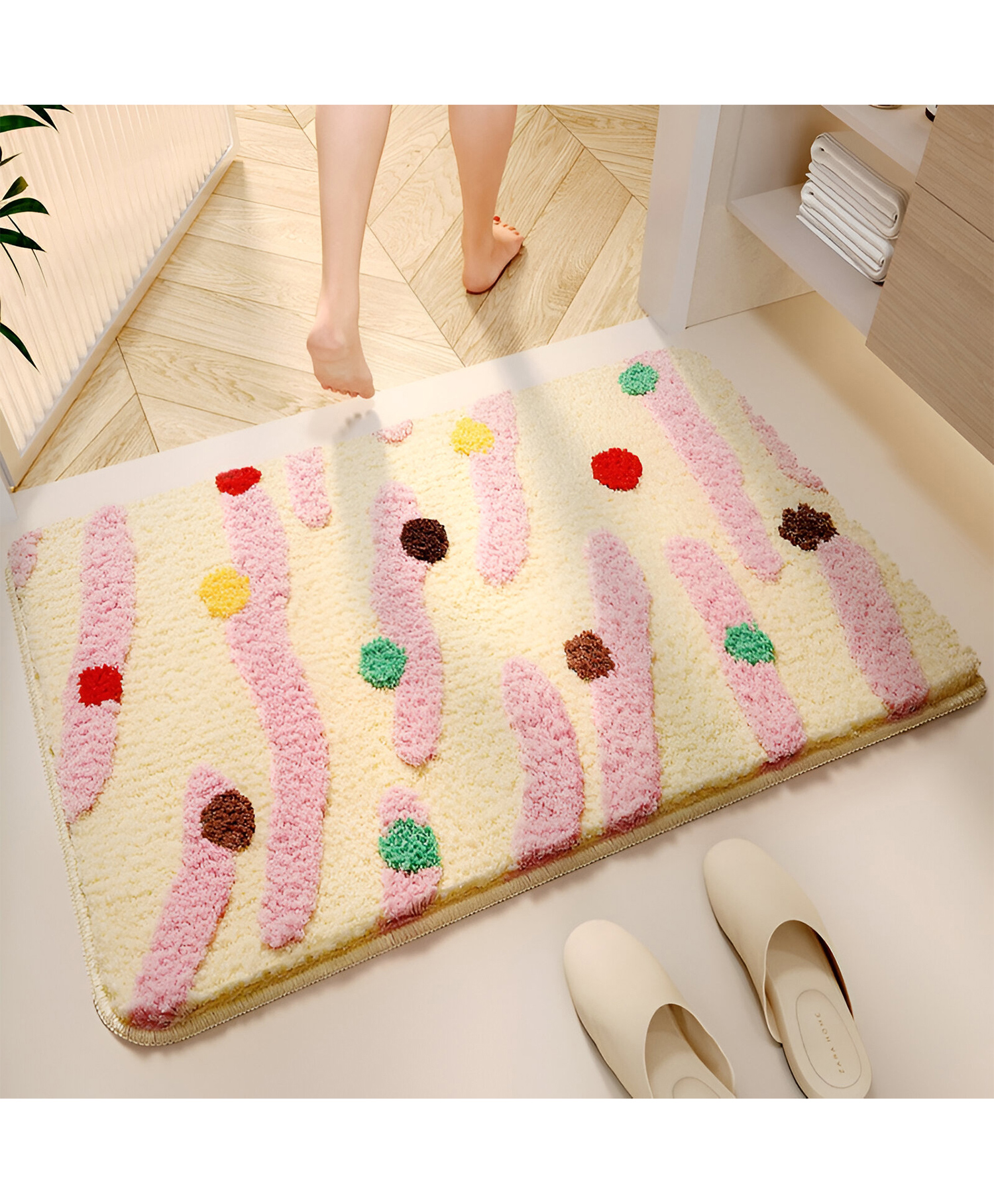 SYGA Non-Slip Sprinkle Swirl Pattern Bathroom & Door Mat - Candy Pop Color, Super Absorbent & Stain-Resistant Floor Mat-picture-20