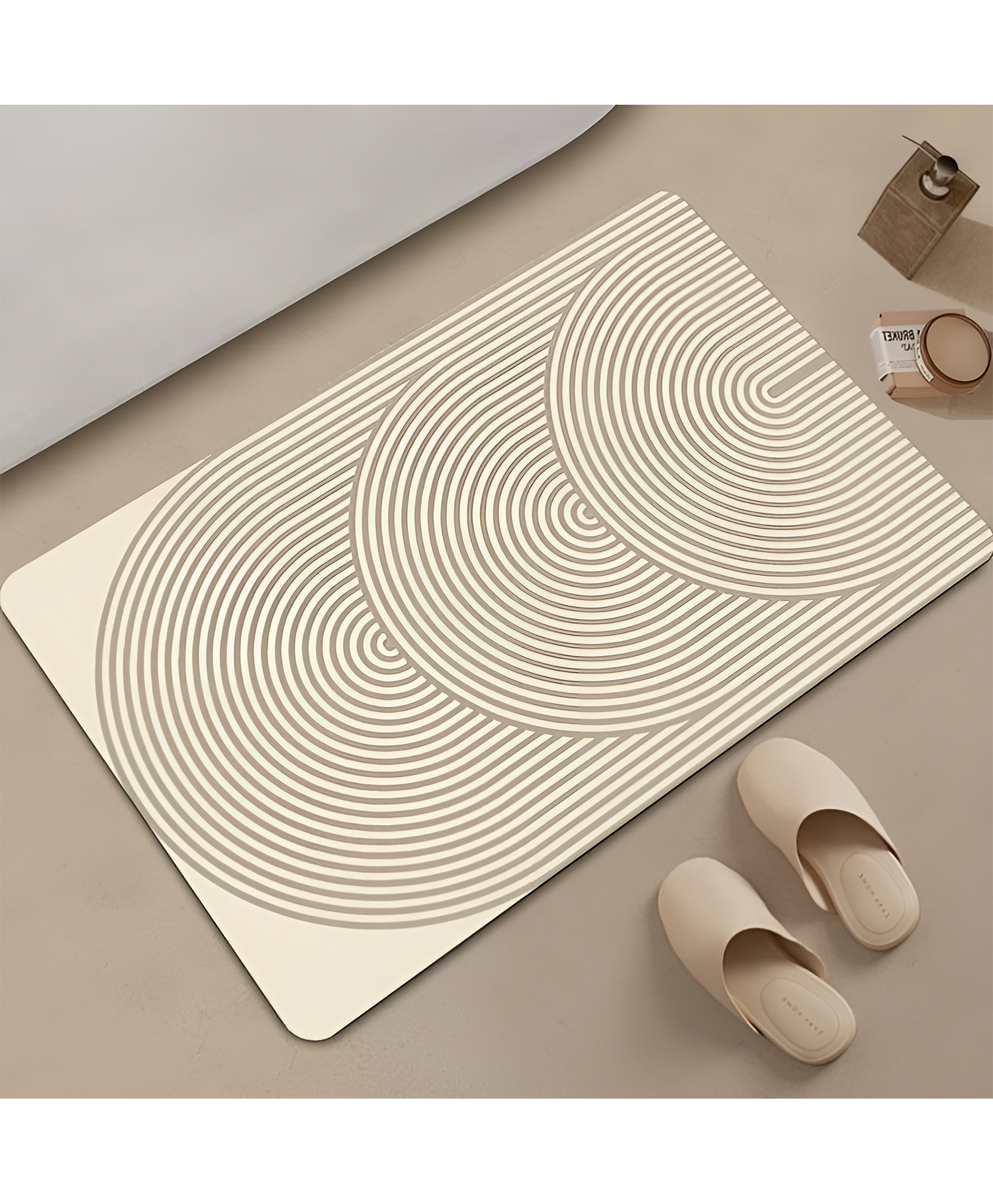 SYGA Non-Slip Concentric Ring Design Polyester Bathroom & Door Mat Quick-Dry, Absorbent & Anti-Slip Floor Mat-picture-12