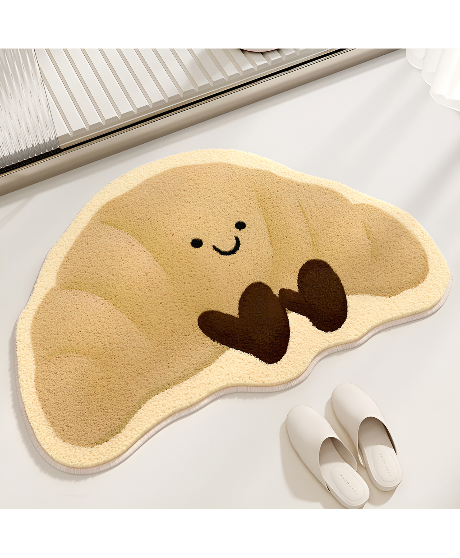 SYGA Non-Slip Croissant Design Polyester Bathroom & Door Mat Quick-Dry, Absorbent & Anti-Slip Floor Mat-image-32
