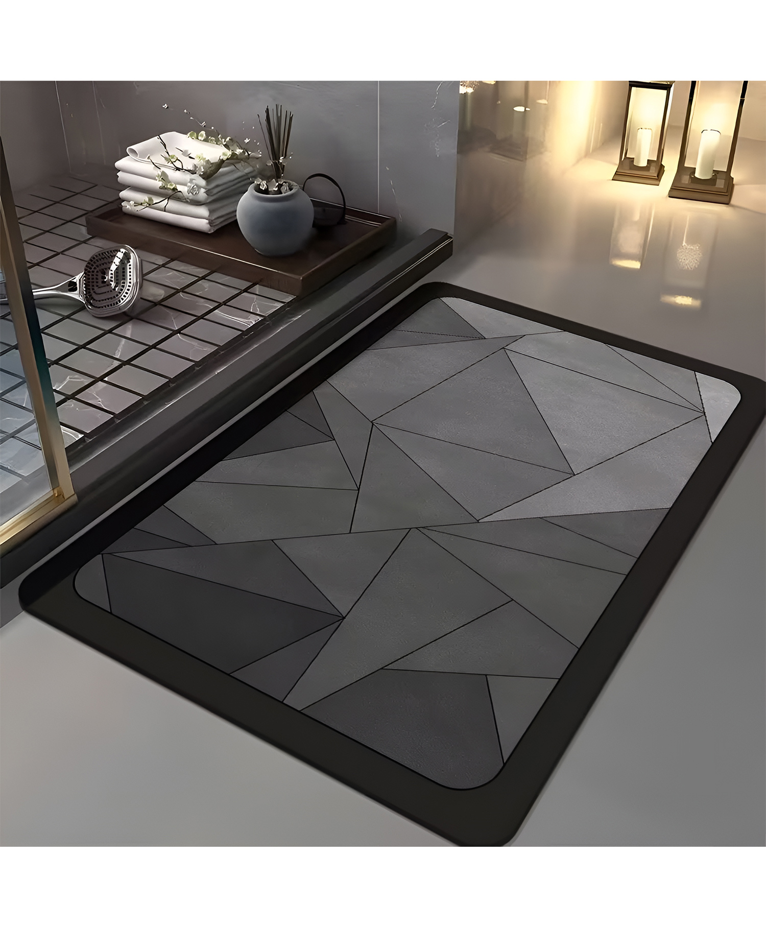 SYGA Non-Slip Triangle Design Bathroom & Door Mat Quick-Dry, Dirt-Resistant, Absorbent & Anti-Slip Floor Mat-picture-19