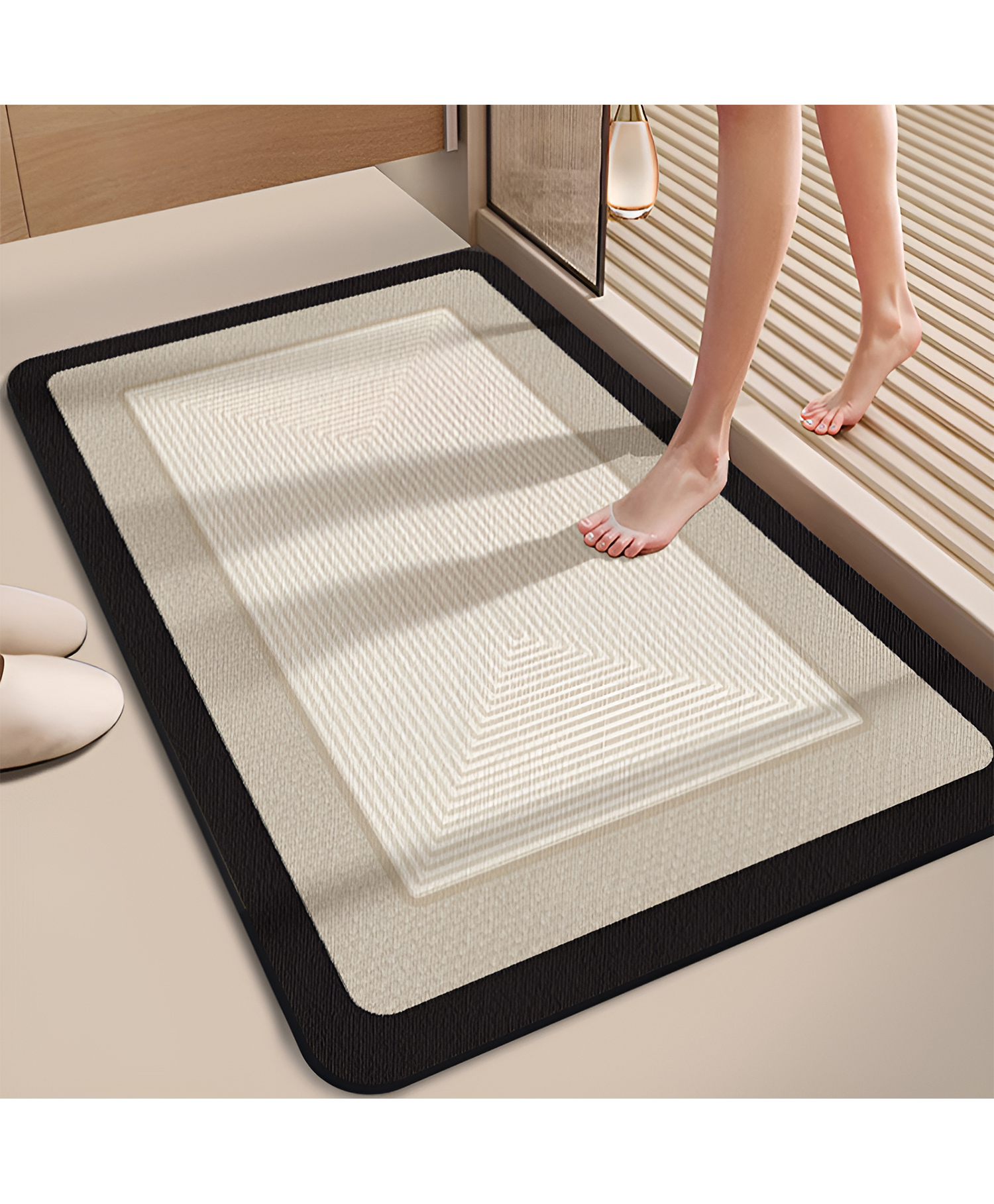 SYGA Non-Slip Dual Border Grey Design Polyester Bathroom & Door Mat Quick-Dry, Absorbent & Anti-Slip Floor Mat-image-28