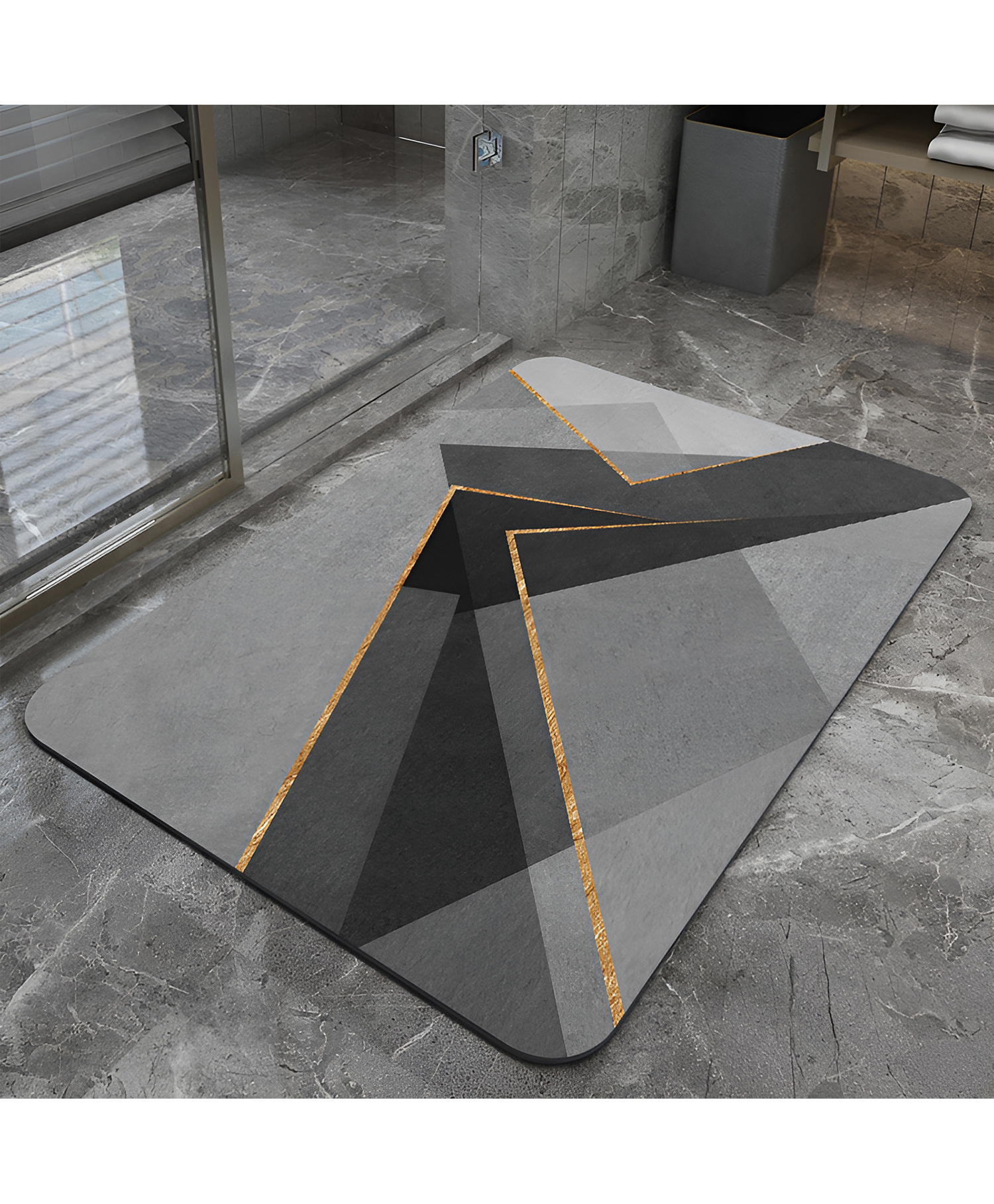 SYGA Non-Slip Triangle Fusion Diatom Bathroom & Door Mat Bold Geometric Contrast Design, Quick-Dry & Anti-Skid-image-15