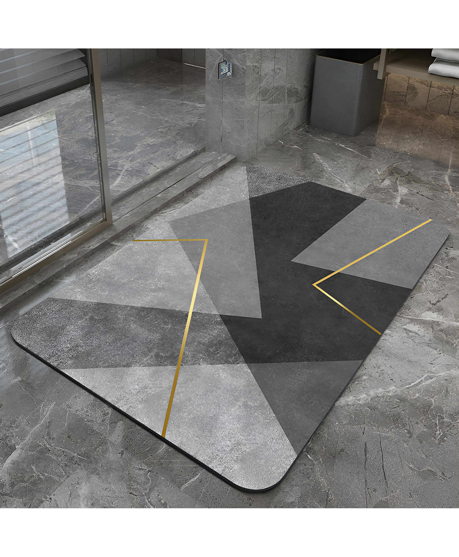 SYGA Non-Slip Brushed Flow Diatom Bathroom & Door Mat Dynamic Grey Chevron Design, Ultra-Absorbent & Quick-Drying-picture-24