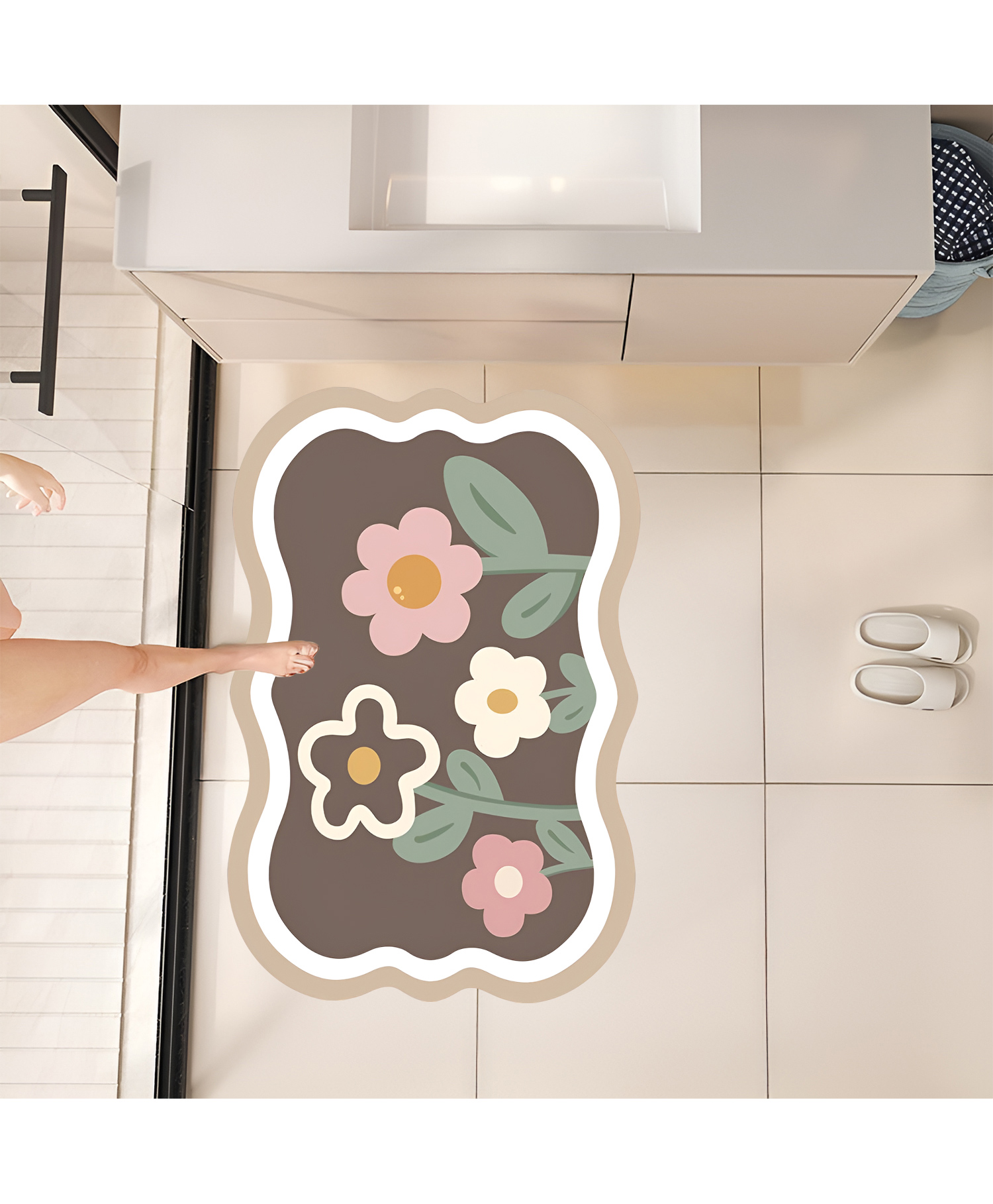 SYGA Non-Slip Floral Diatom Mud Cloud Shape Bathroom & Door Mat Quick-Dry, Absorbent & Anti-Slip Floor Mat-image-5