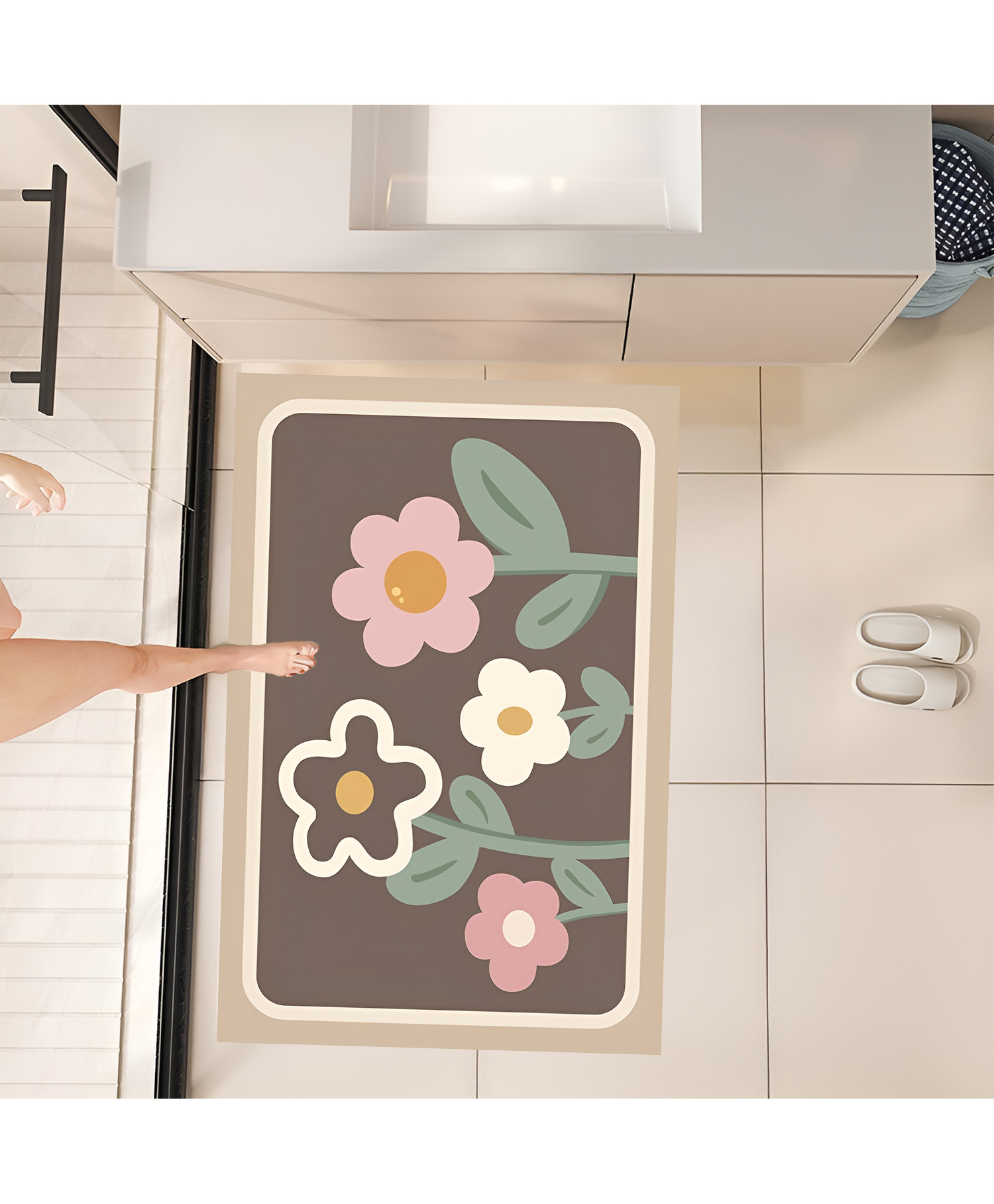 SYGA Non-Slip Floral Diatom Mud Rectangle Shape Bathroom & Door Mat Quick-Dry, Absorbent & Anti-Slip Floor Mat-image-6