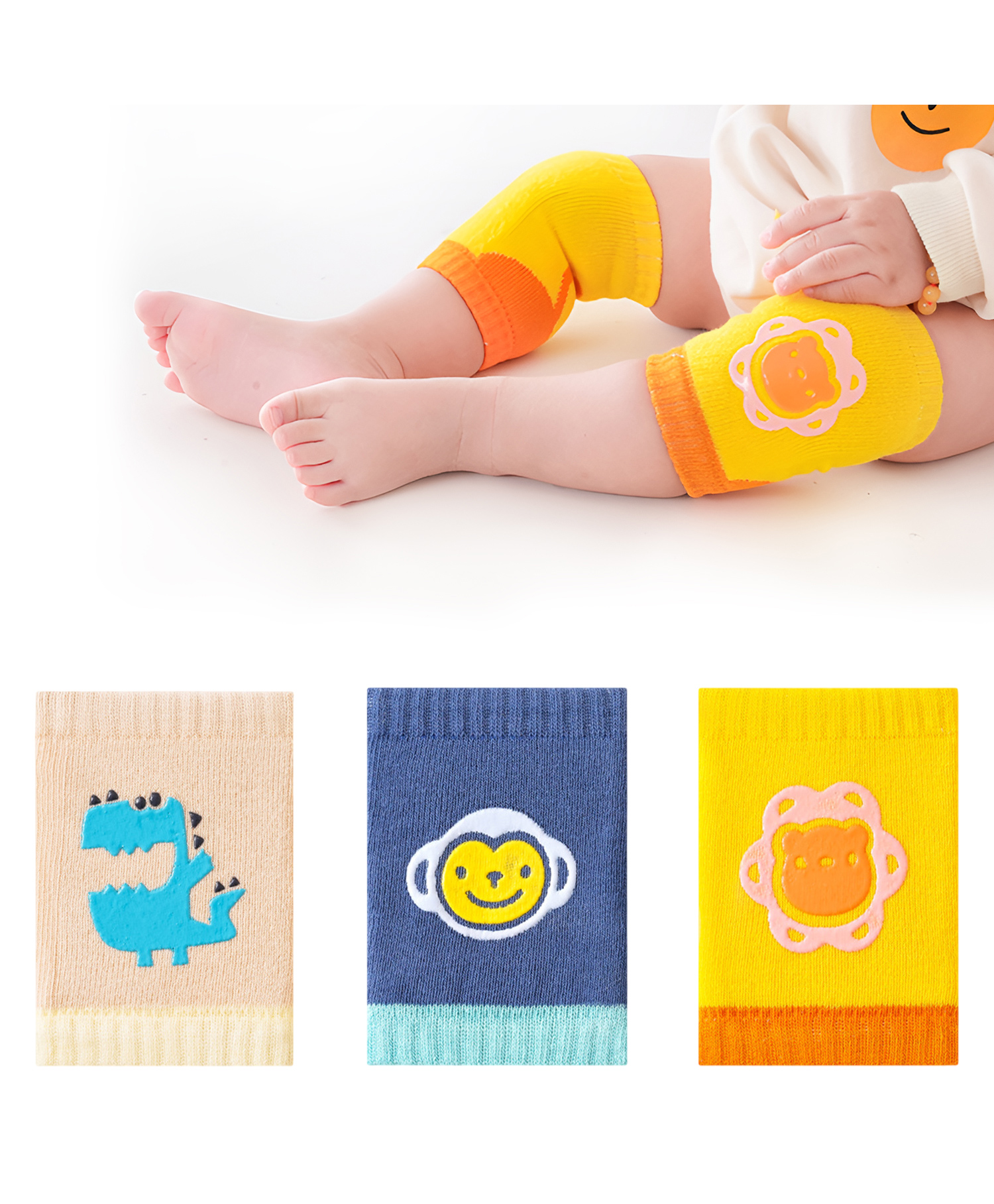 SYGA Pack Of 3 Cotton Knee Pads - Khaki & Blue & Yellow-picture-13