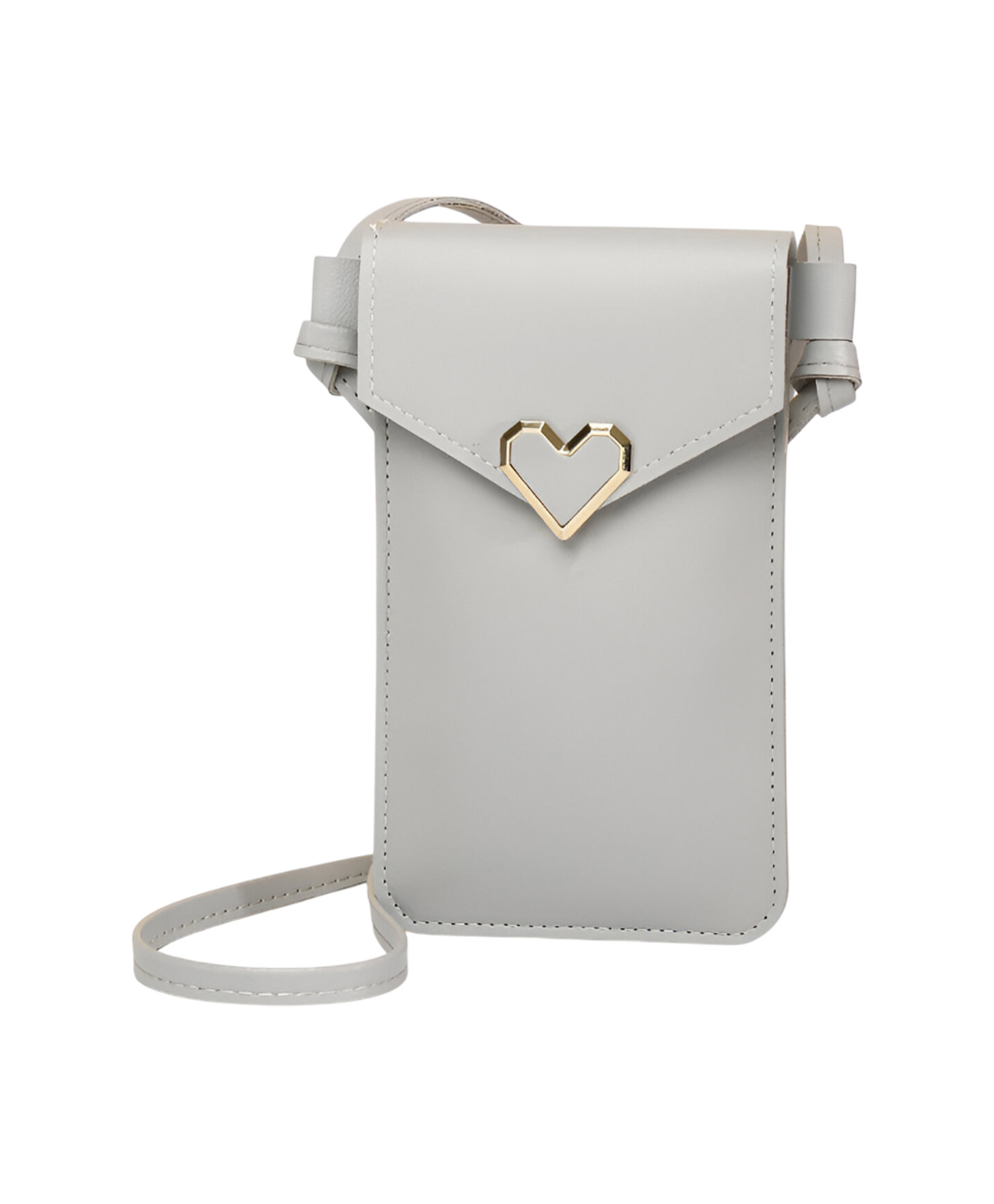 SYGA Women Chic Crossbody Mobile Purse for Women Vertical Square Mini Bag with Heart Lock Closure- Light Grey-image-1