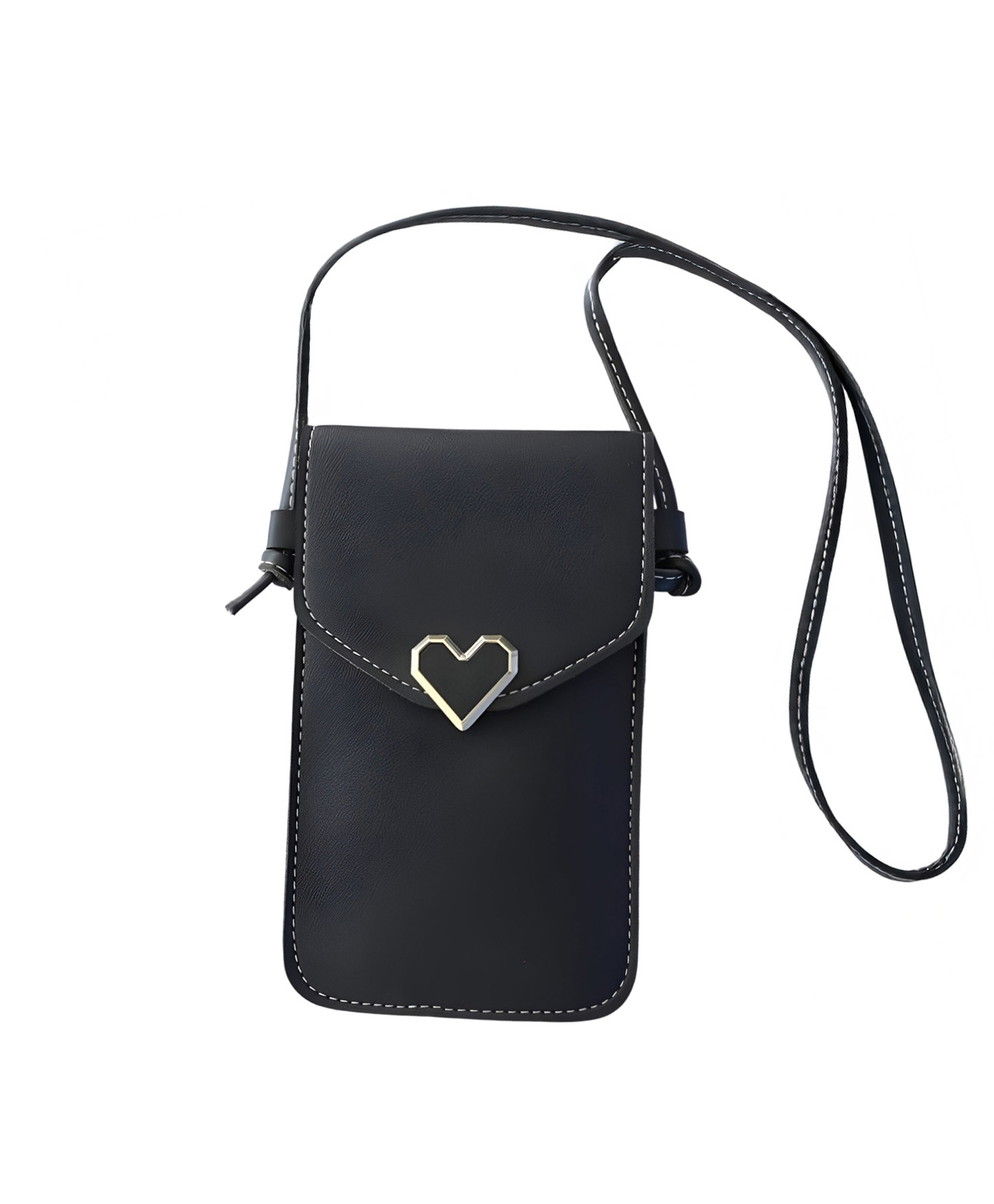 SYGA Women Chic Crossbody Mobile Purse for Women Vertical Square Mini Bag with Heart Lock Closure - Black-image-33
