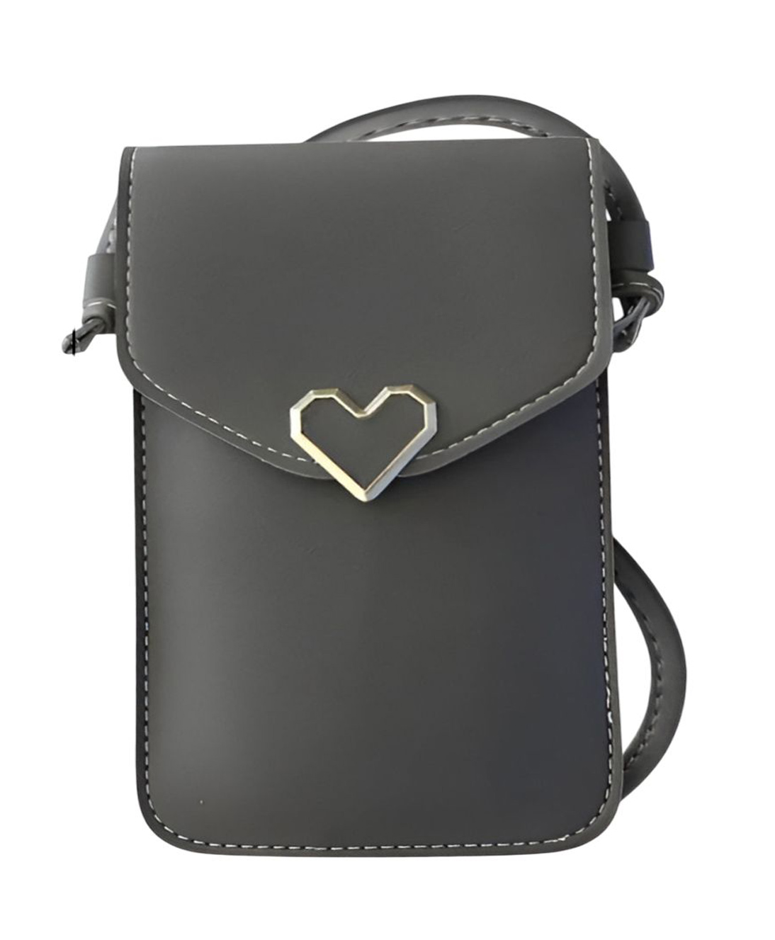 SYGA Women Chic Crossbody Mobile Purse for Women Vertical Square Mini Bag with Heart Lock Closure - Dark Grey-image-31