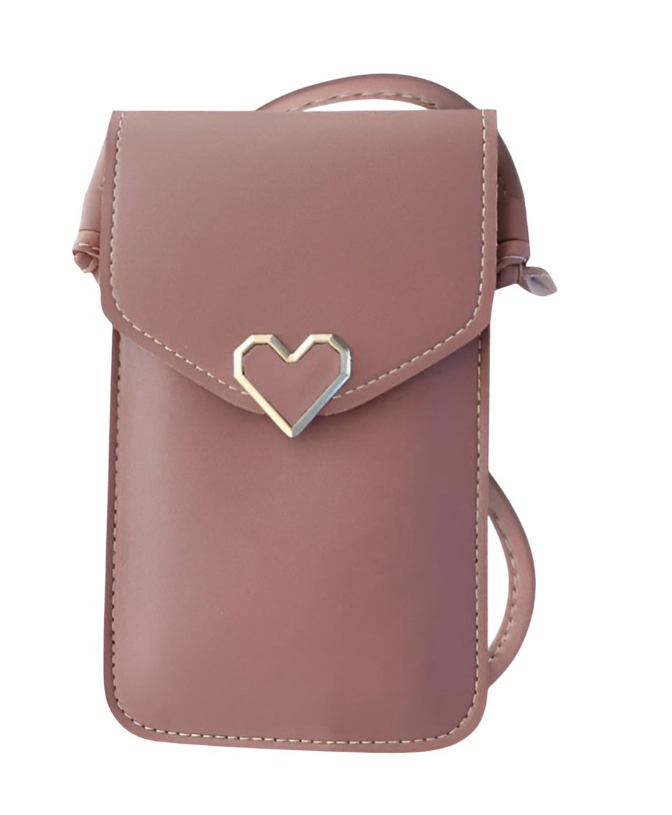 SYGA Women Chic Crossbody Mobile Purse for Women Vertical Square Mini Bag with Heart Lock Closure - Pink-image-32
