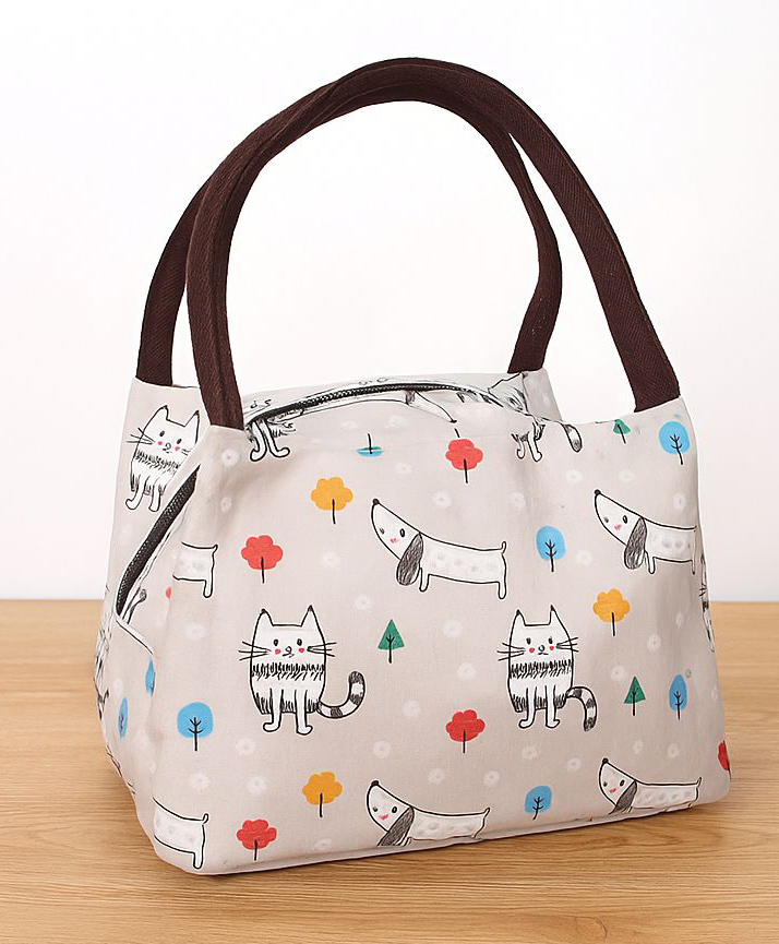 SYGA Women's Colorful Printed Polyester Tote Bag & Portable Insulated Lunch Bag Set Lightweight Daily Handbag - White-image-4