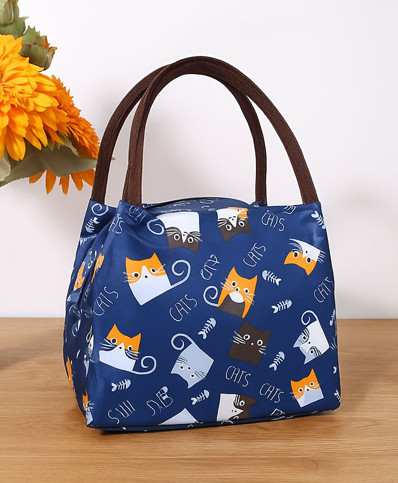 SYGA Women's Colorful Printed Polyester Tote Bag & Portable Insulated Lunch Bag Set Lightweight Daily Handbag - Blue-image-21