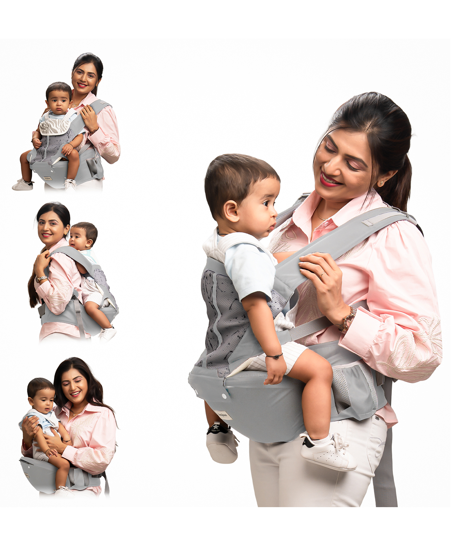 BAYBEE Neonest Hip Seat Baby Carrier for 0 to 3 Year Baby | Baby Carrier for New Born with 6 Carry Position | Adjustable Hands Free Baby Carry Bag with Lumbar Support & Wide Seat Cushion-image-5