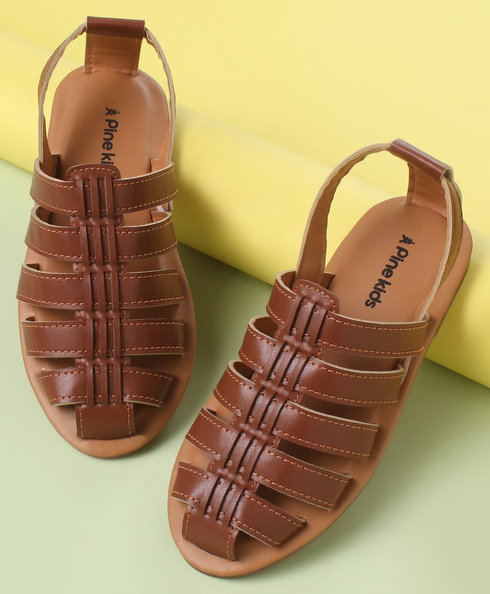 Pine Kids Back Strap Mojaris - Brown-image-18