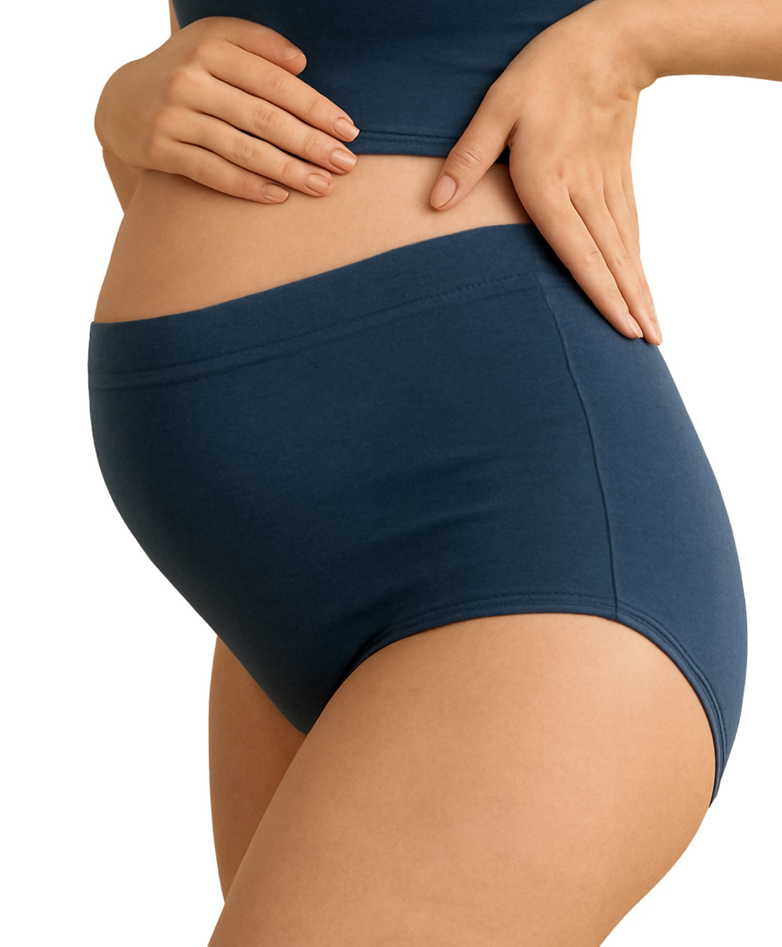 TUMMY Bamboo Cotton Knit Solid High Waist Maternity Panty - Blue-picture-29
