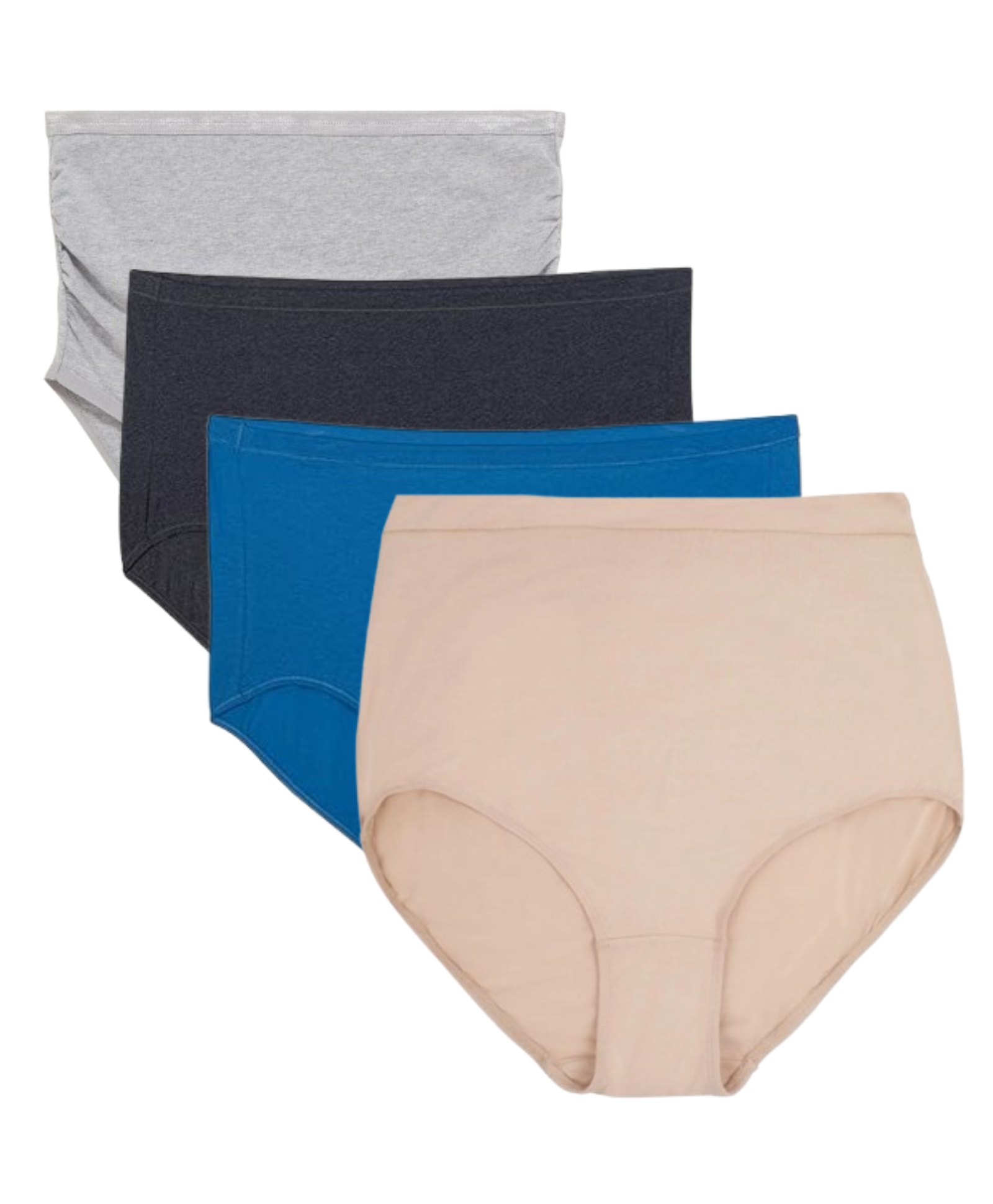 TUMMY Bamboo Cotton Knit Pack Of 4 Solid High Waist Maternity Panties - Multi Colour-picture-48
