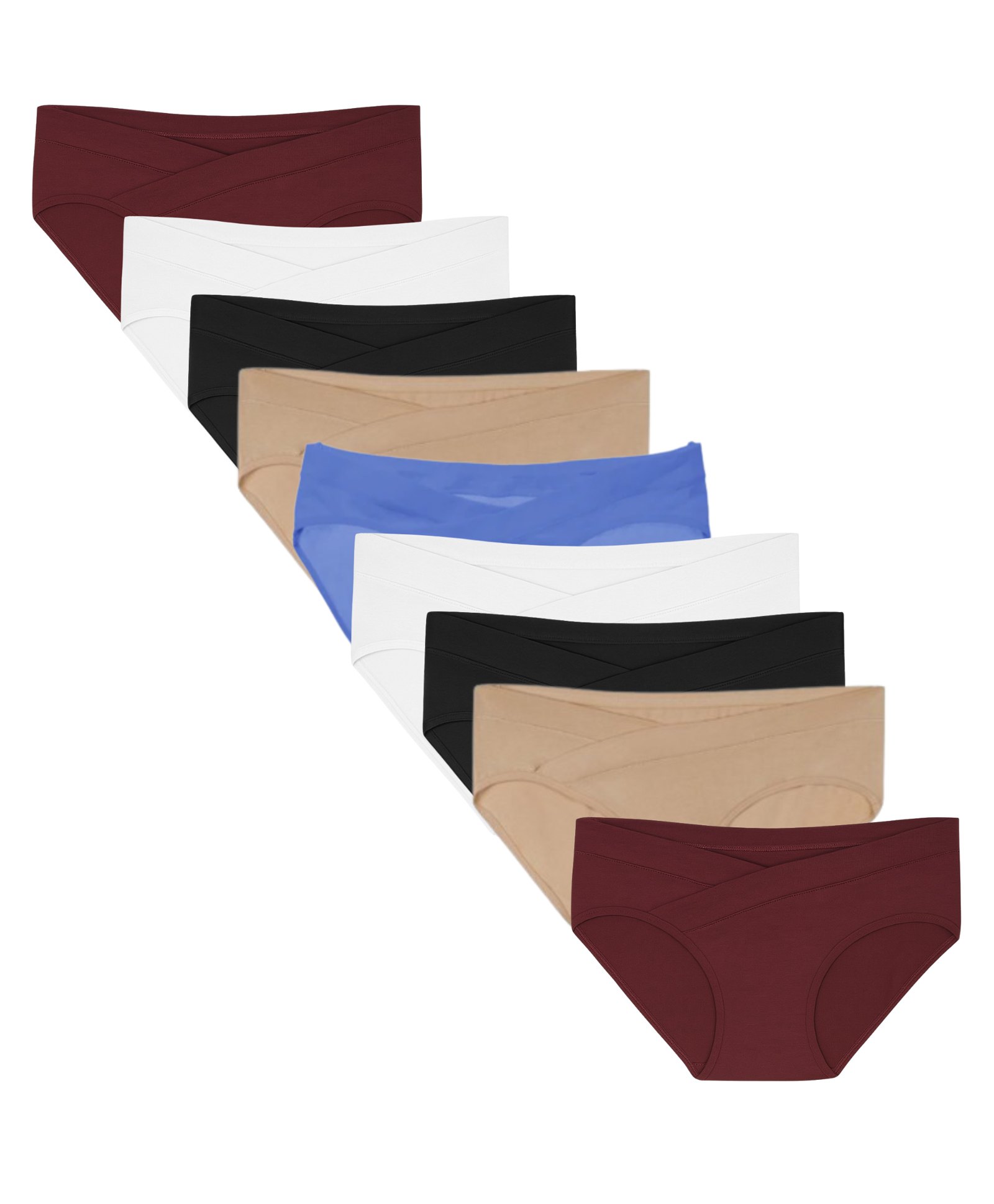 TUMMY Bamboo Cotton Knit Pack Of 9 Solid Low Waist Maternity Panties - Multi Colour