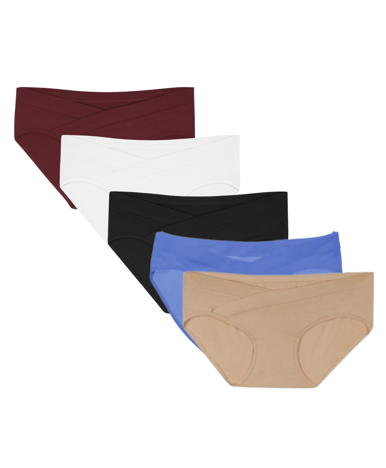 TUMMY Bamboo Cotton Knit Pack Of 5 Solid Low Waist Maternity Panties - Multi Colour-image-47