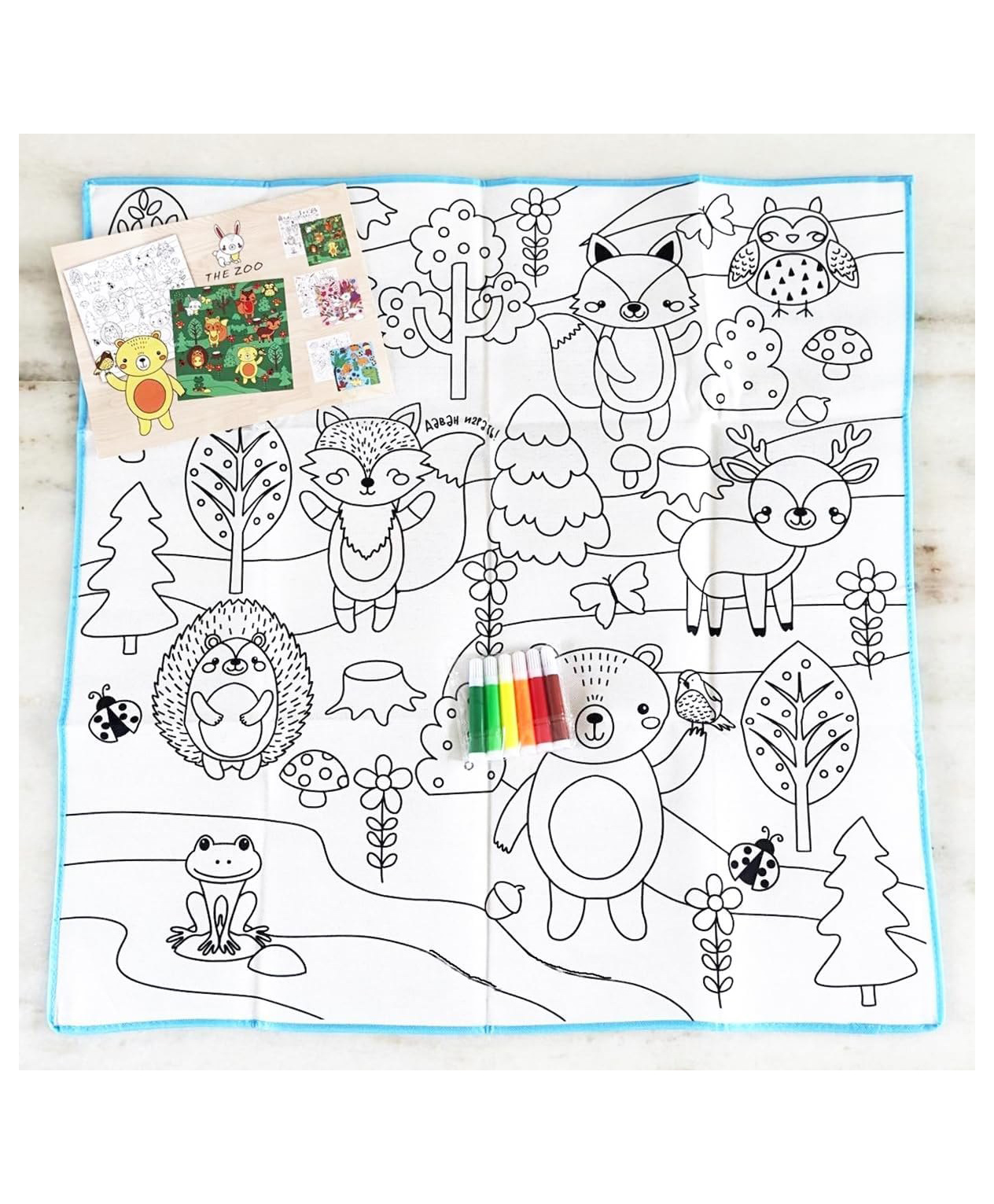 New Pinch Washable Mat for Children, Kids Drawing Mat Colouring Roll for Kids Children's DIY Cut Paste Painting Mat with 6 Sketch, Reusable 80x80Cm-1Pc random design dispatch-picture-26